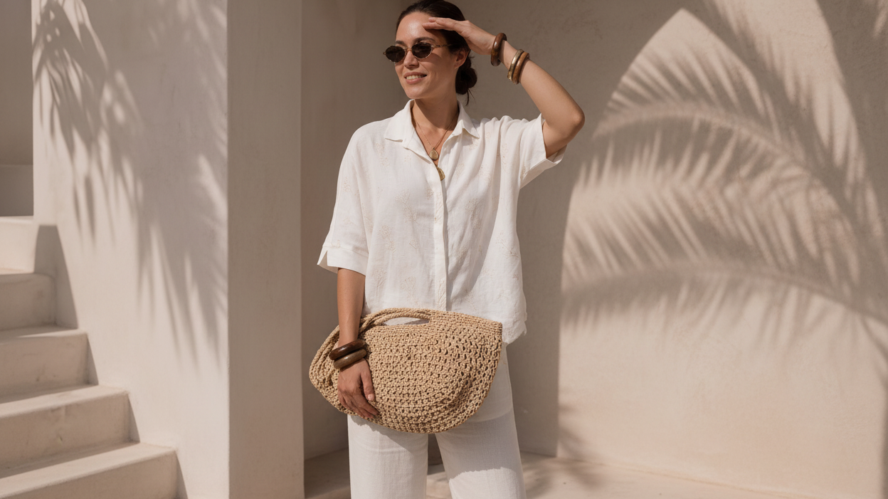 Alice brode işlemeli kadın gömlek Lonse Linen™, plaj ve günlük şik giyim – Jojomia