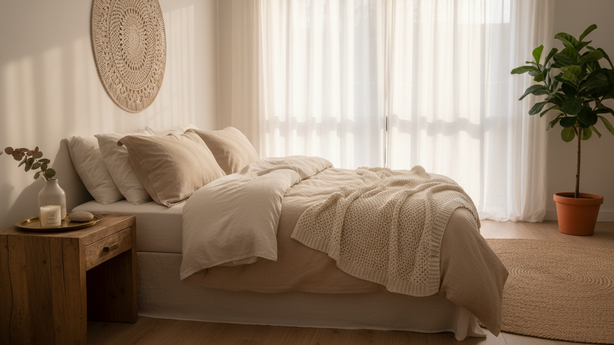 Sleepmaxxing yatak odası düzenlemesi, doğal keten nevresim ve uyku konforu – Jojomia