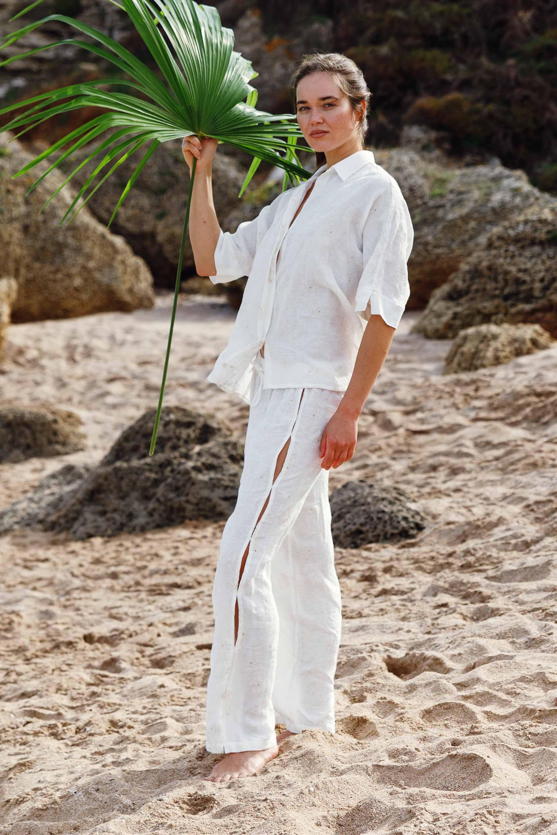 Alice Brodeli Kadın Plaj Pantolonu Cut Out Detaylı Jojomia Pantolon