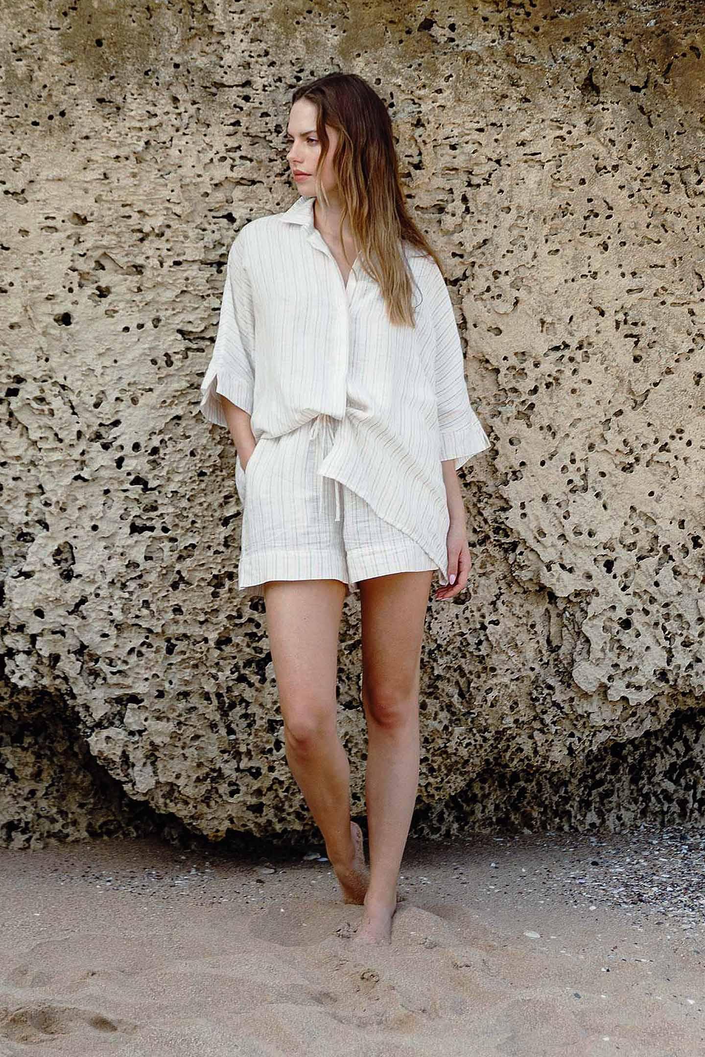 Larin Kadın Kısa Şort Çizgili Jojomia Şort