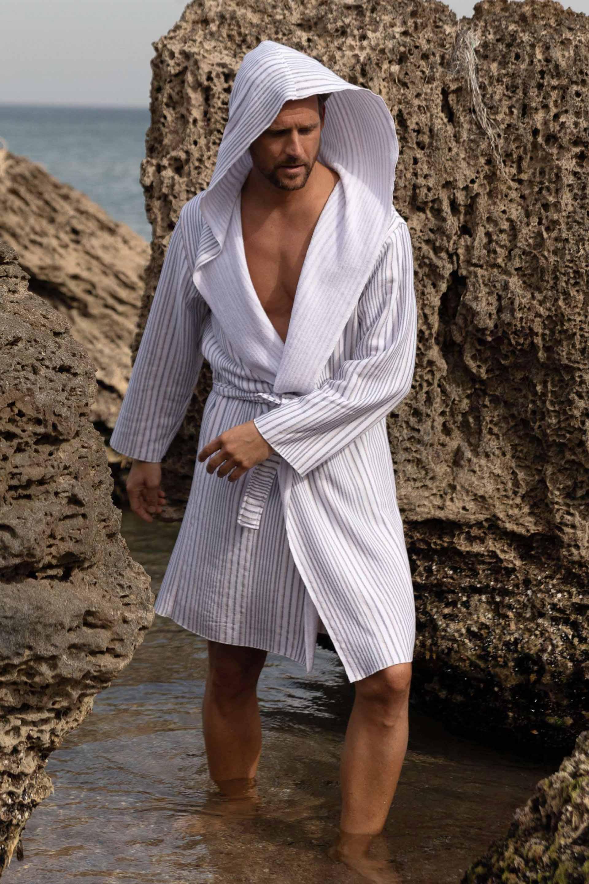 Dia Şal Yaka Kapüşonlu Bornoz Unisex Jojomia Bornoz