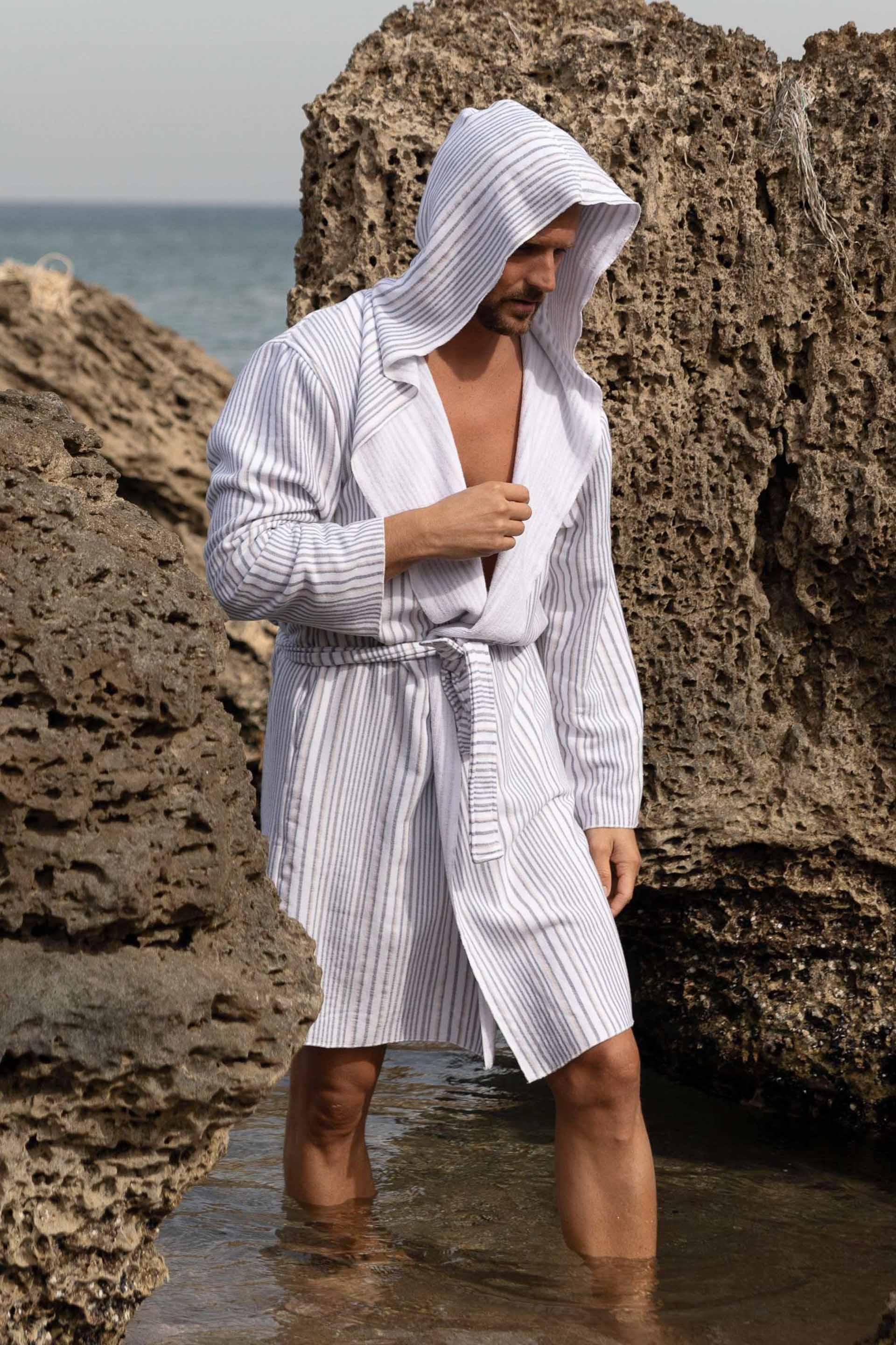 Dia Şal Yaka Kapüşonlu Bornoz Unisex Jojomia Bornoz