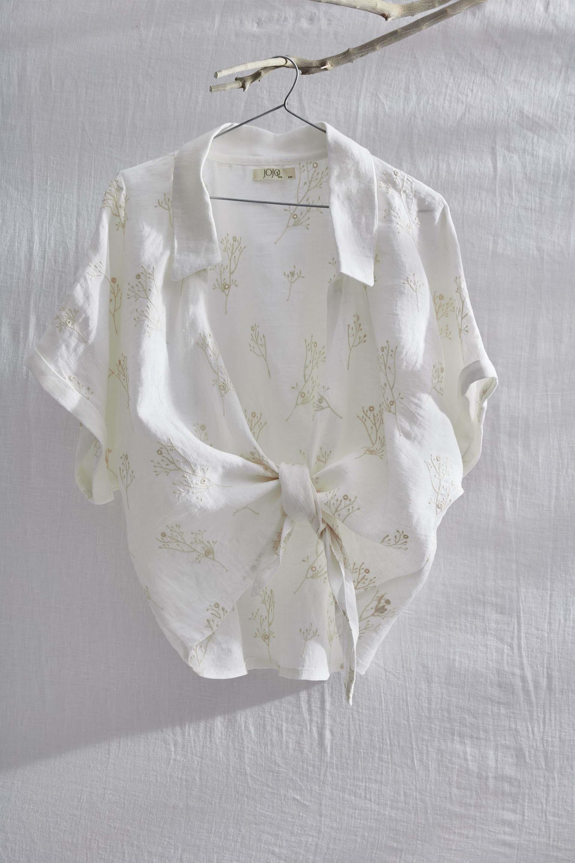 Alice Brodeli Belden Bağlamalı Kadın Gömlek Jojomia