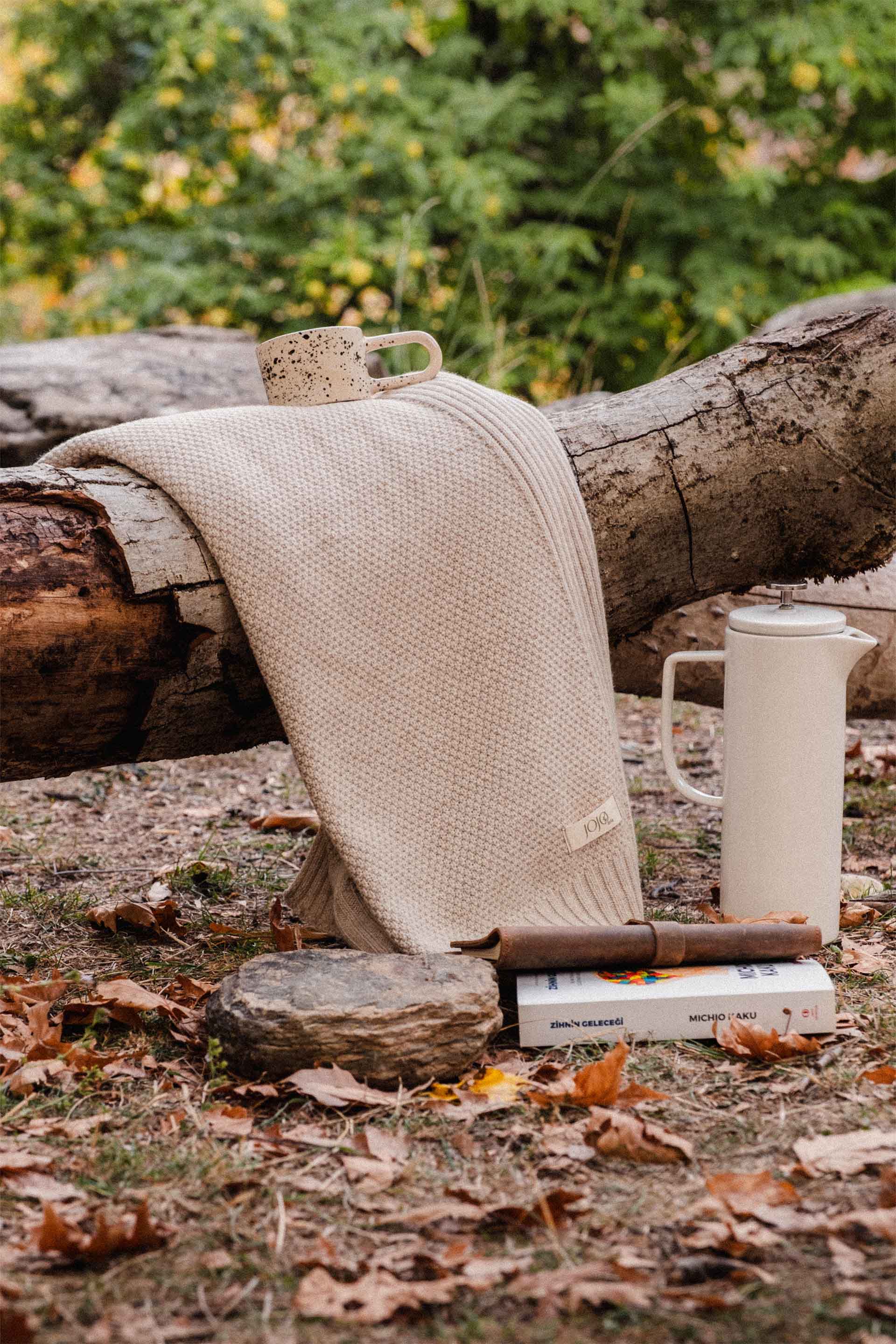 Nodin Throw Örgü Triko Koltuk Şalı Battaniyesi Jojomia Koltuk Şalı