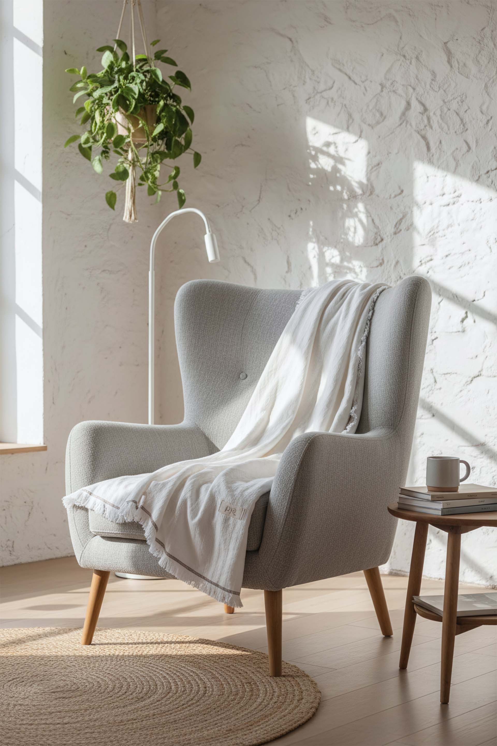 Frig Püsküllü Throw Gofre Dokuma Koltuk Şalı Jojomia Koltuk Şalı