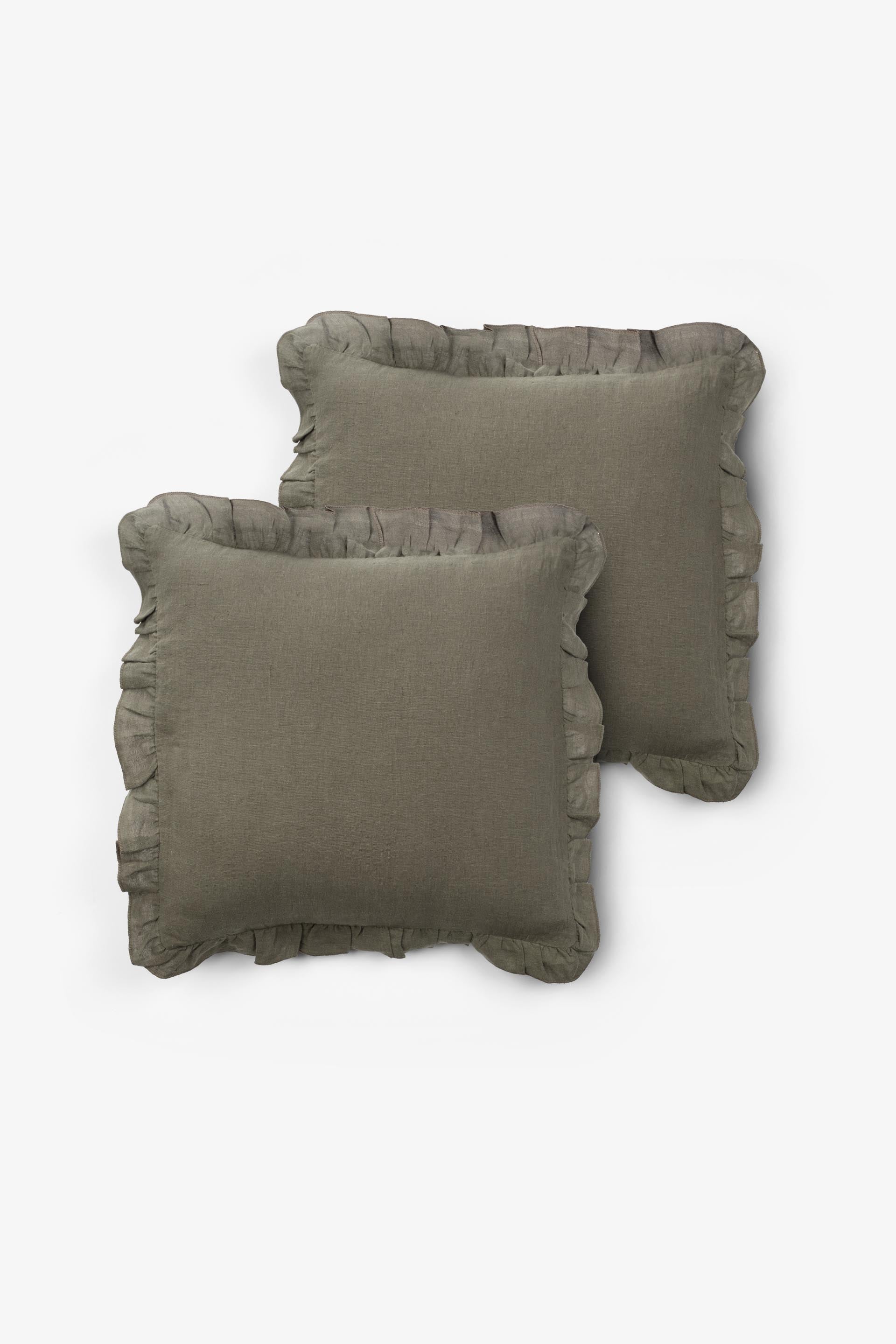 Lona Keten Fırfırlı Kırlent Kılıfı 2'li 40x40 Jojomia Kırlent Kılıfı