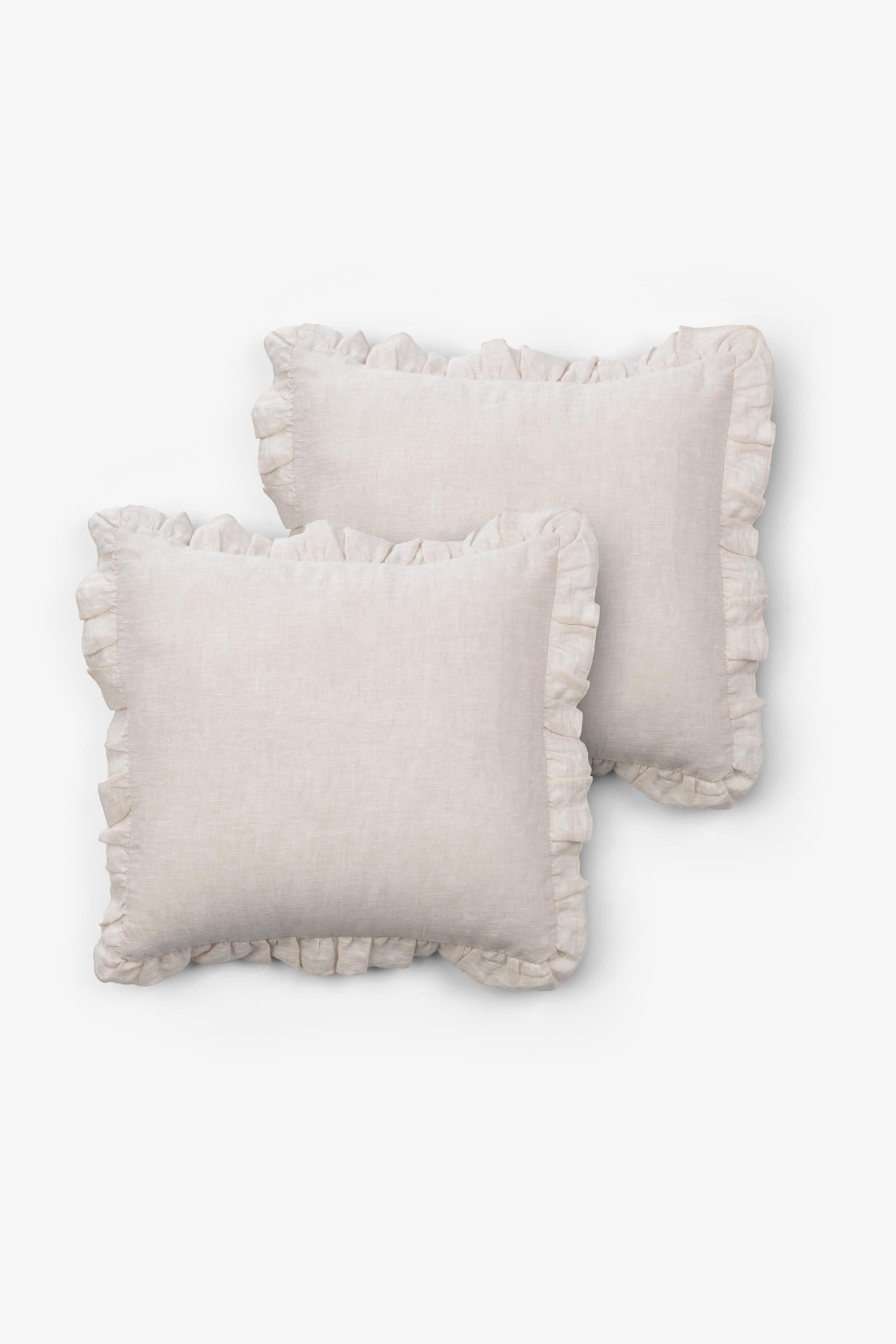 Lona Keten Fırfırlı Kırlent Kılıfı 2'li 40x40 Jojomia Kırlent Kılıfı