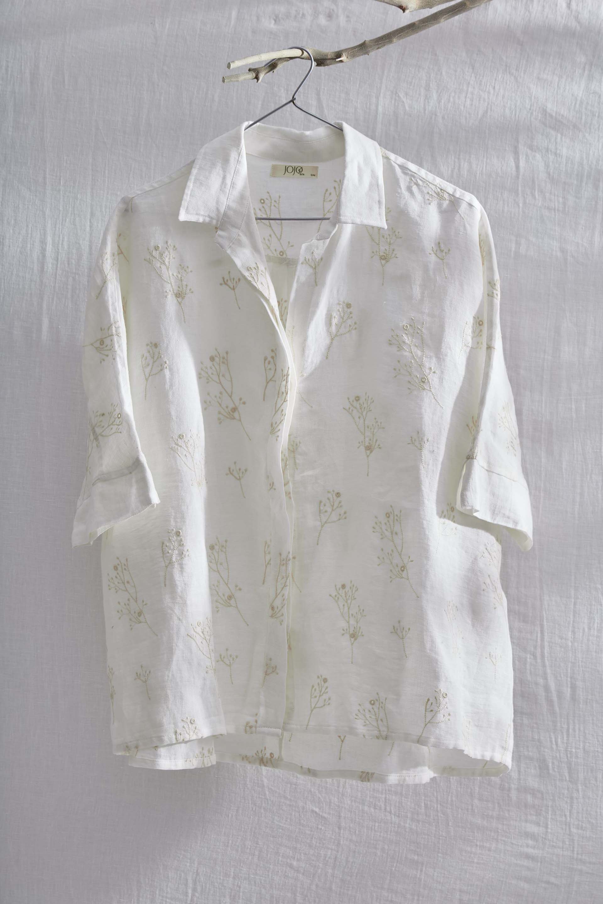 Alice Brode İşlemeli Kadın Gömlek Jojomia Kısa Kollu Gömlek