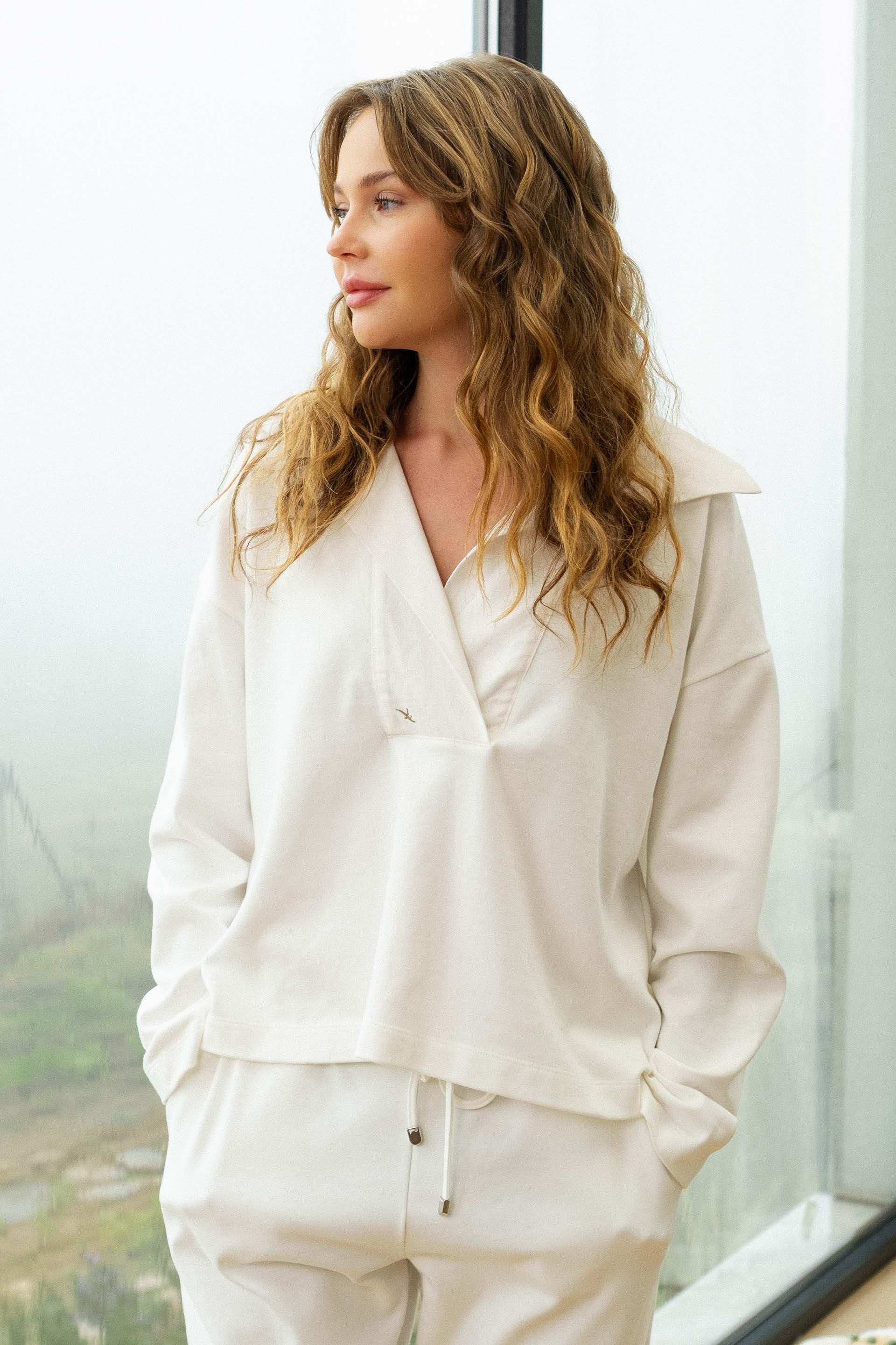 Anesha Yakalı Uzun Kollu Kadın Tişört Jojomia T-Shirt