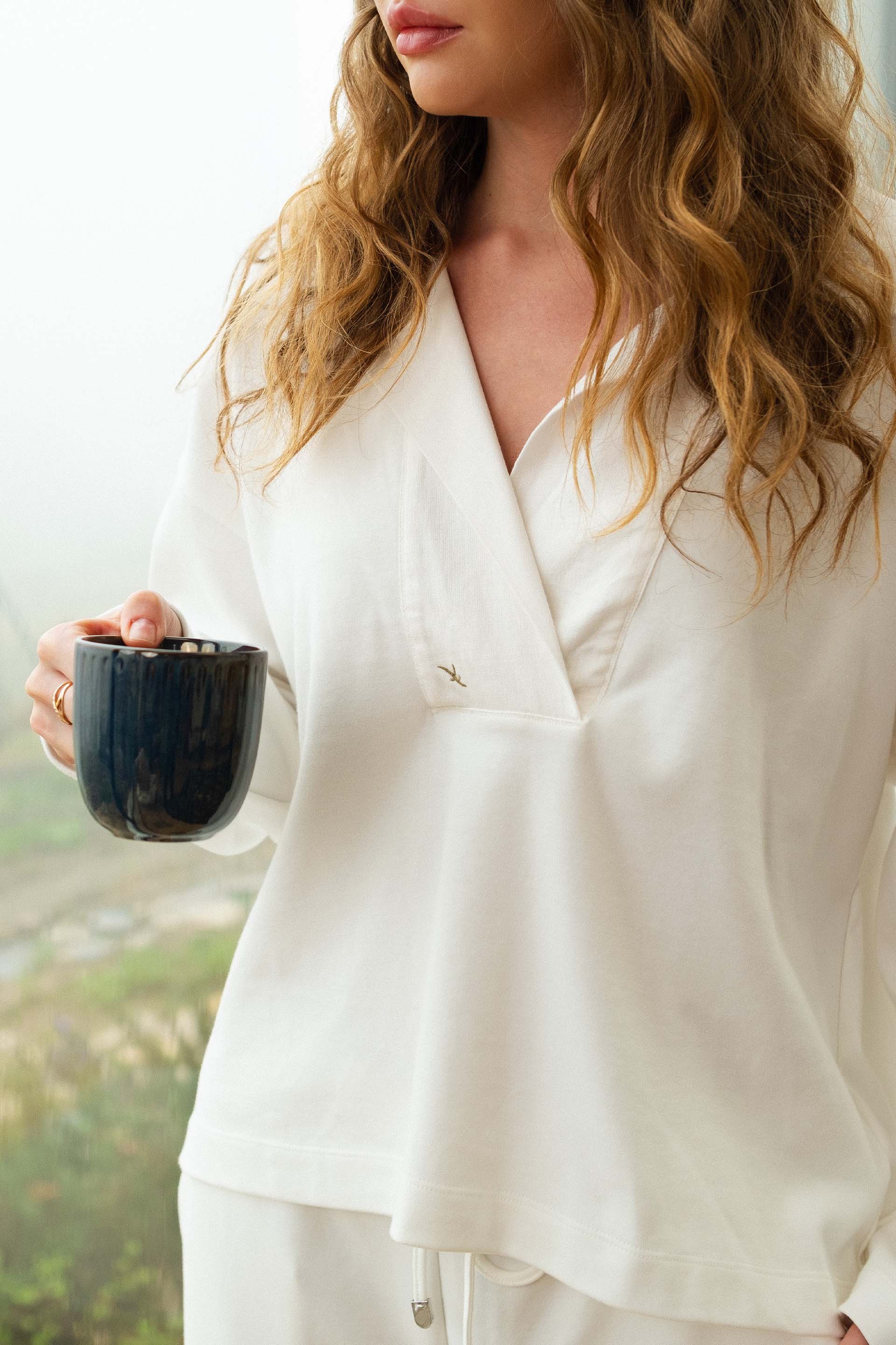 Anesha Yakalı Uzun Kollu Kadın Tişört Jojomia T-Shirt