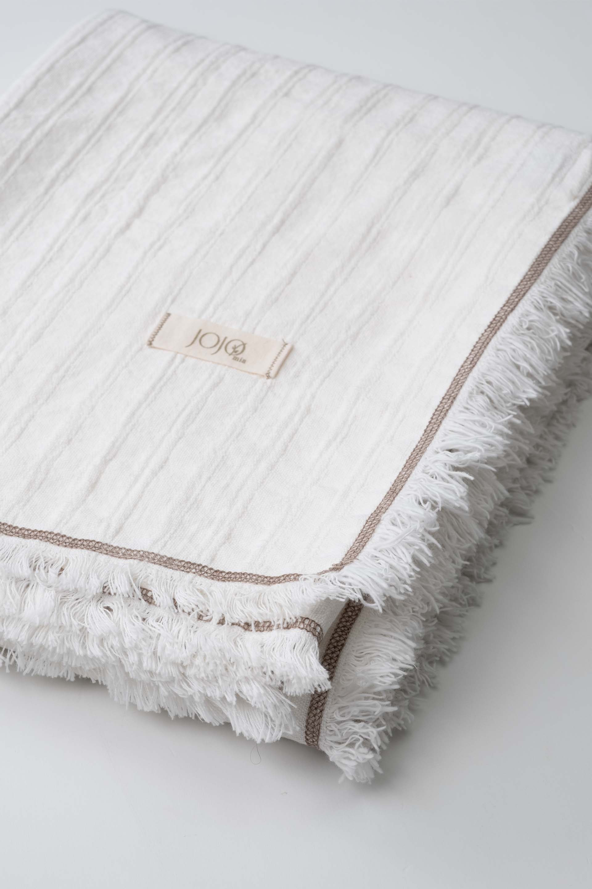 Frig Püsküllü Throw Gofre Dokuma Koltuk Şalı Jojomia Koltuk Şalı