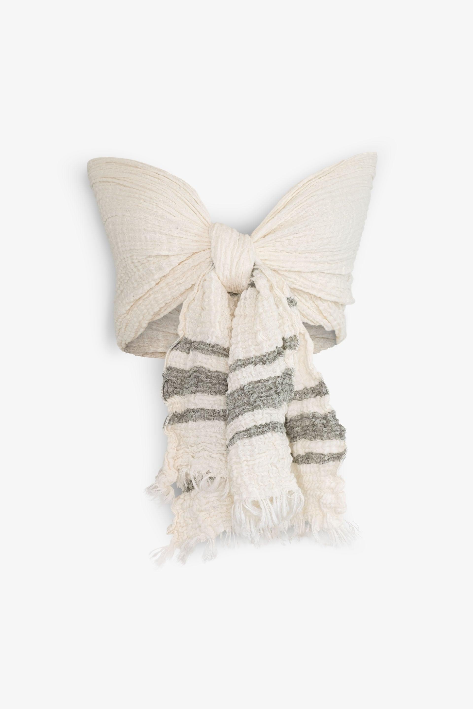 Lisa Müslin Renkli Çizgili Fular Bağlamalı Büstiyer Jojomia Fular Büstiyer