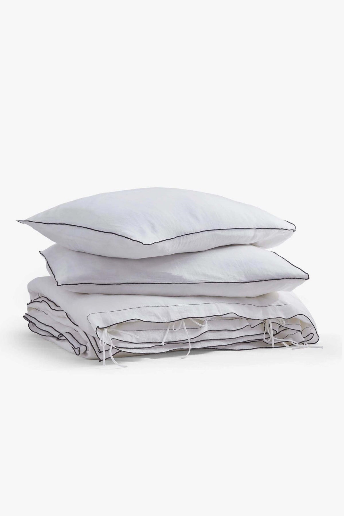 Lole Pamuk Keten Tencel™ Premium Lastikli Çift Kişilik 6 Parça Nevresim Takımı Krem-Antrasit 240x220 cm Jojomia Nevresim Takımı