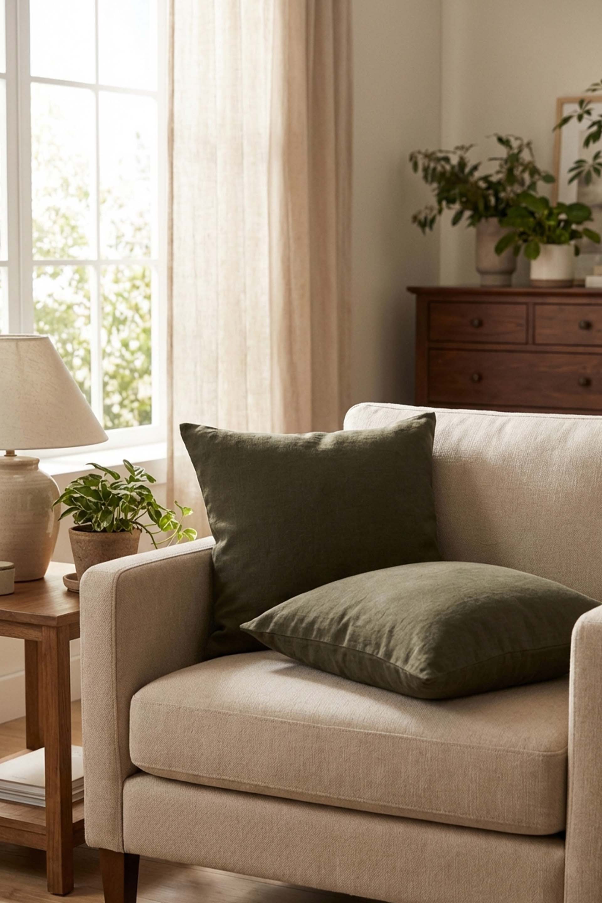 Lona Keten Düğmeli Kırlent Kılıfı 2'li 40x40 Jojomia Kırlent Kılıfı