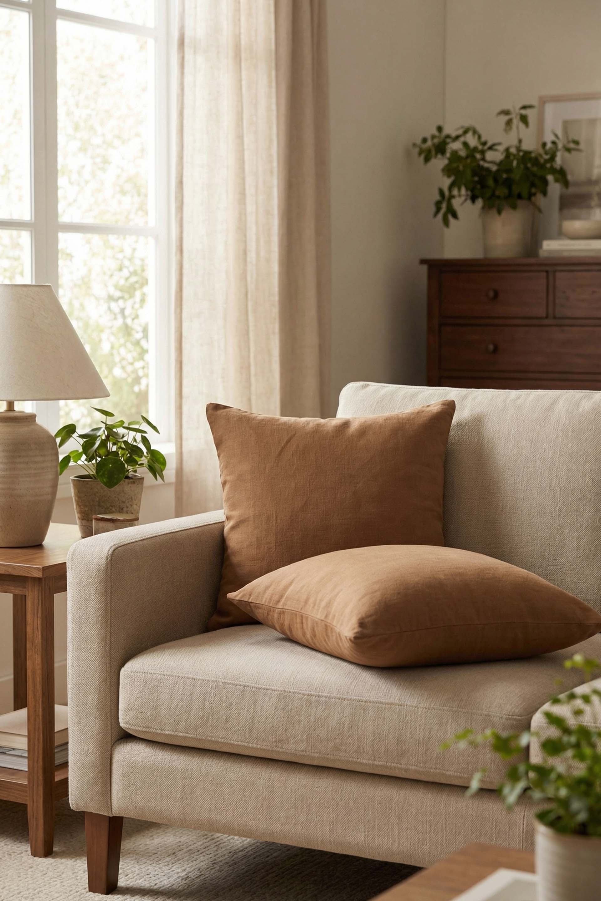 Lona Keten Düğmeli Kırlent Kılıfı 2'li 40x40 Jojomia Kırlent Kılıfı