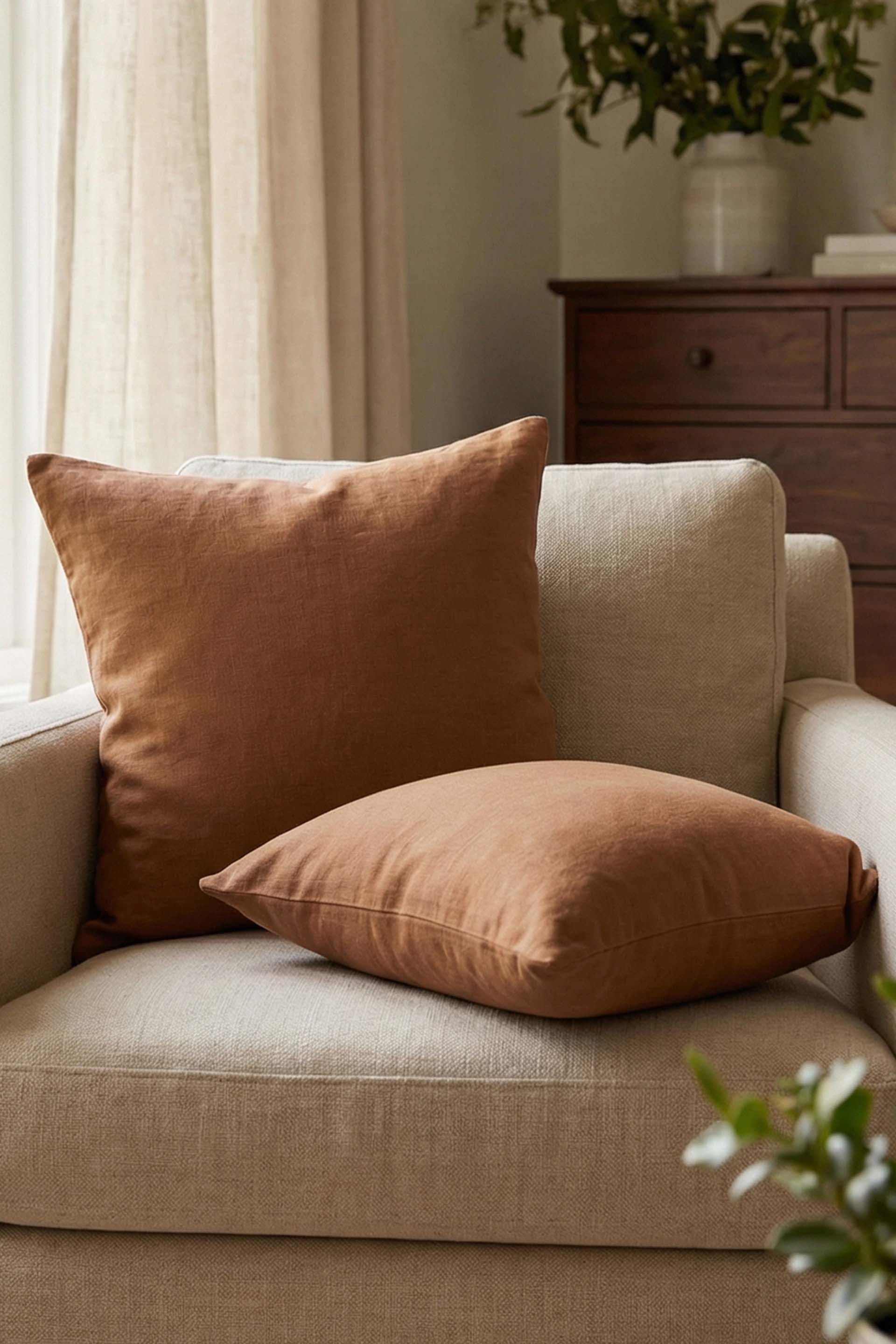 Lona Keten Düğmeli Kırlent Kılıfı 2'li 40x40 Jojomia Kırlent Kılıfı