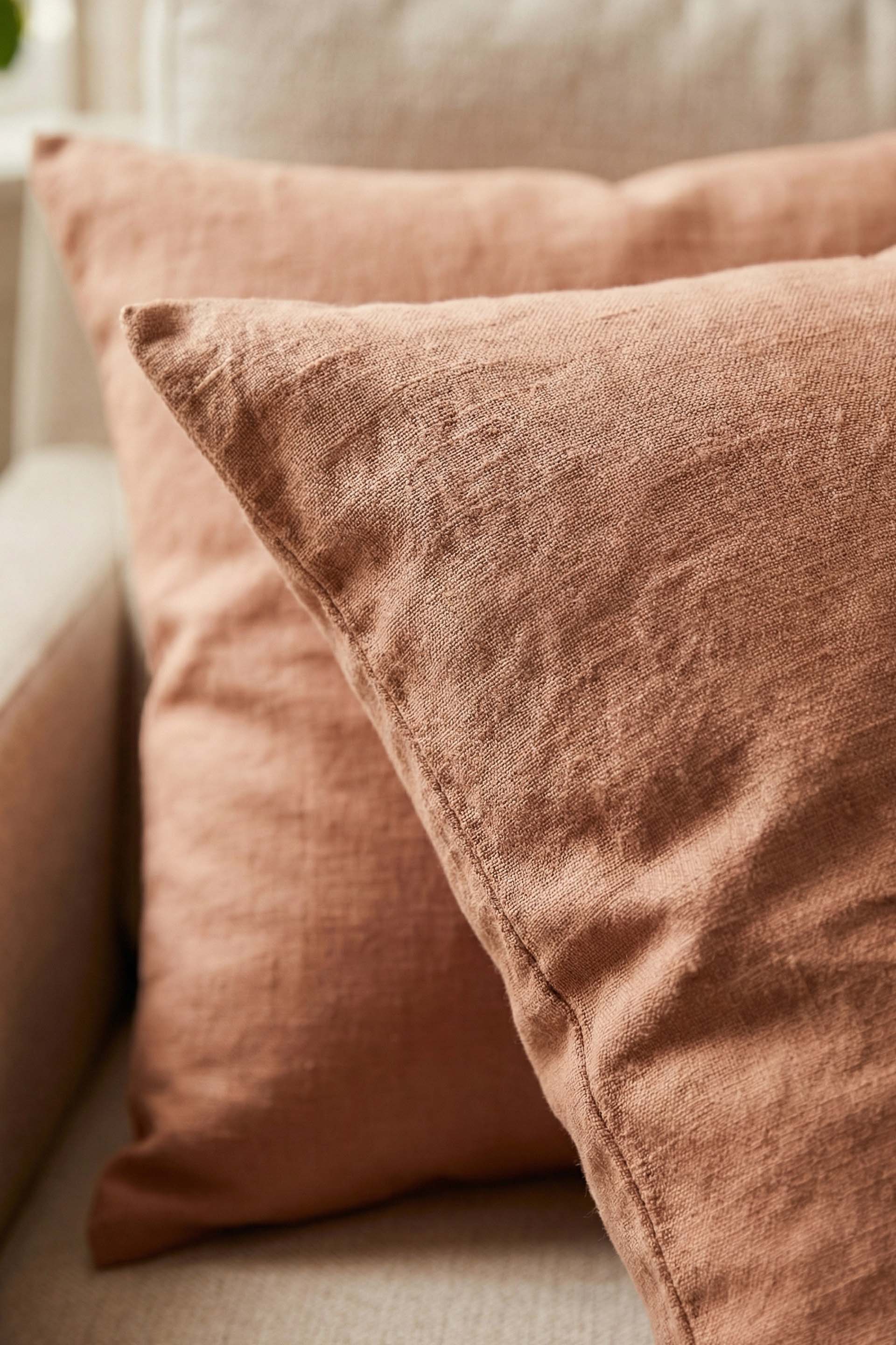 Lona Keten Düğmeli Kırlent Kılıfı 2'li 40x40 Jojomia Kırlent Kılıfı