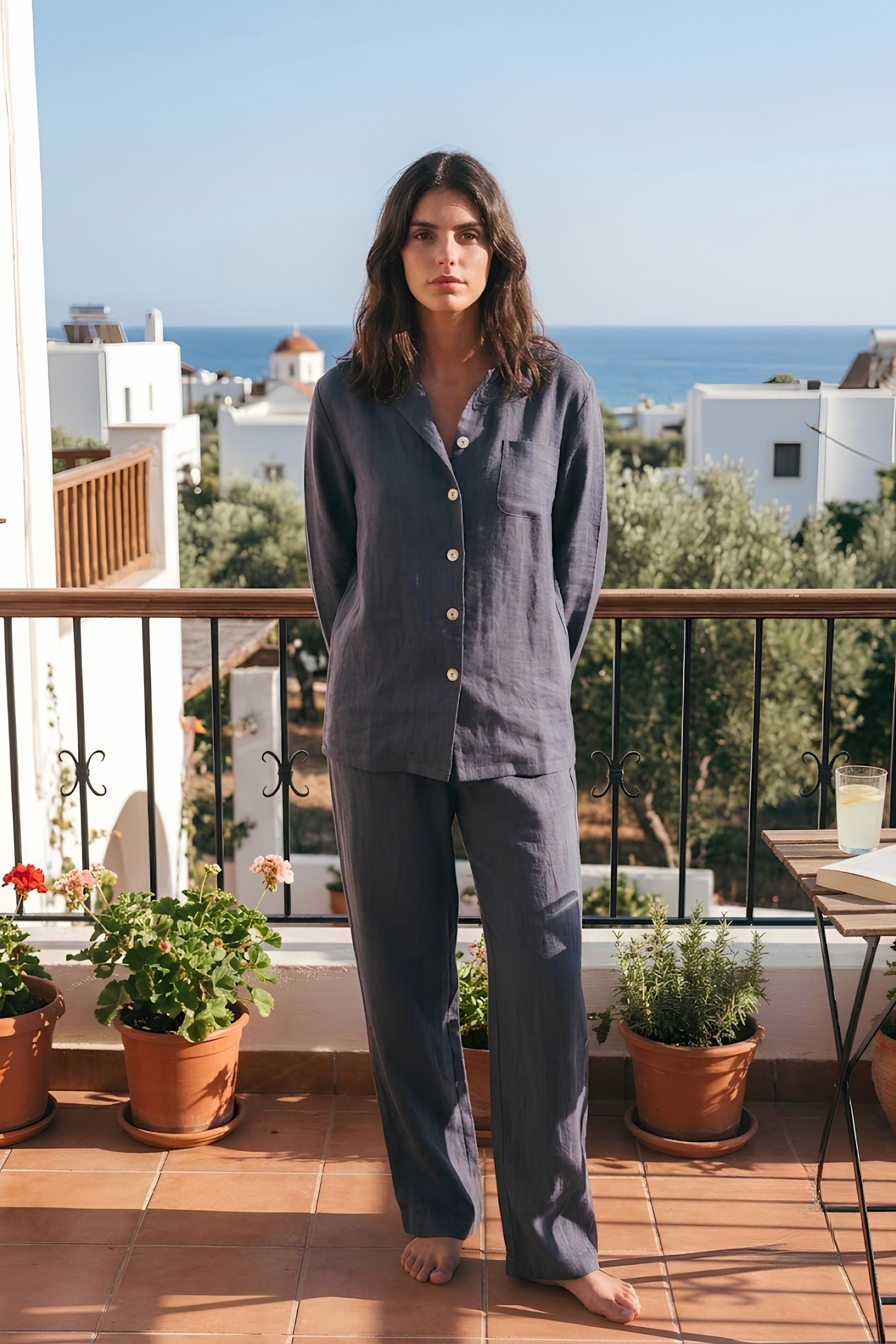 Lona Kadın Keten Pijama Takımı Jojomia