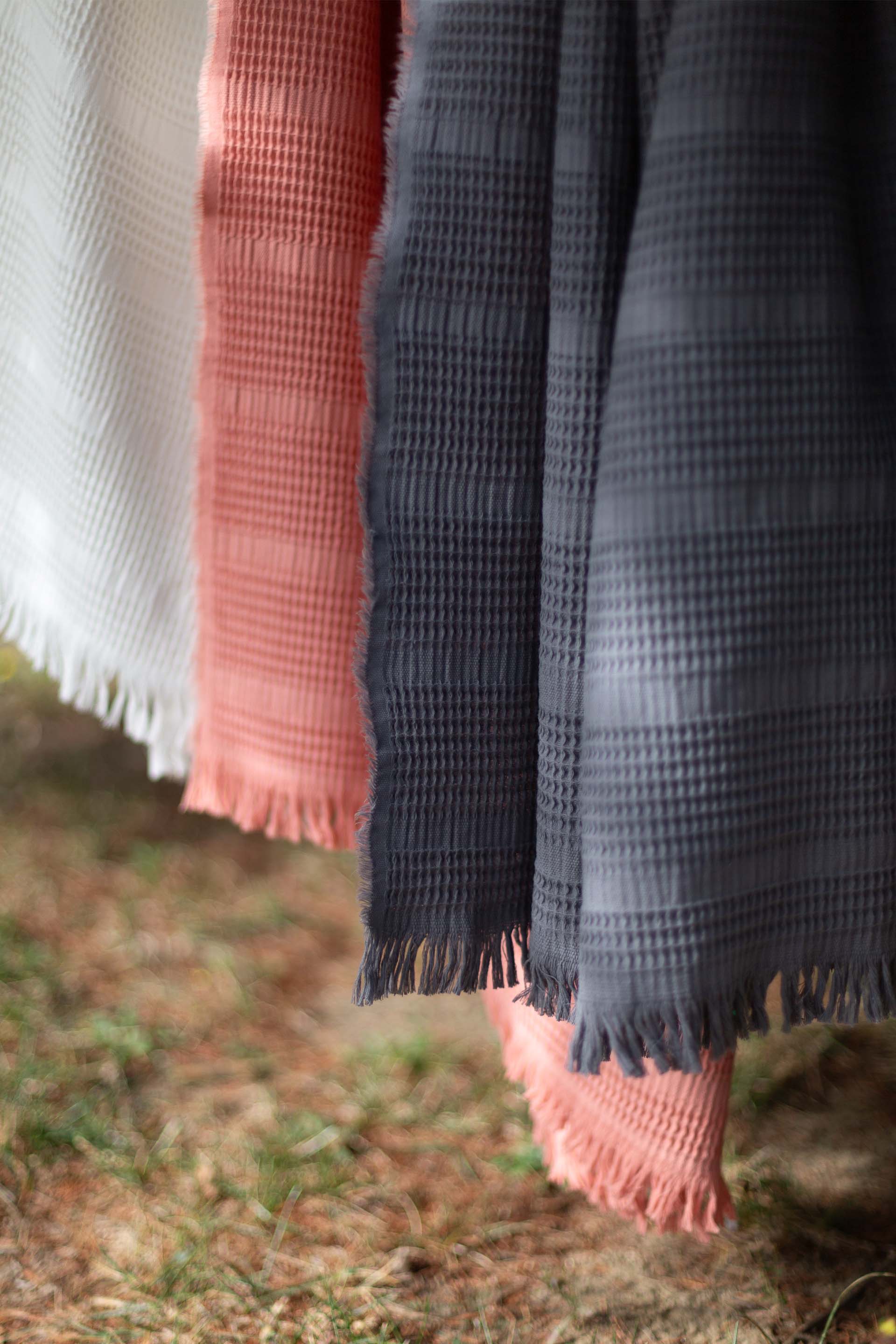 Mira Waffle Koltuk Şalı TV Battaniyesi Püsküllü Jojomia Koltuk Şalı