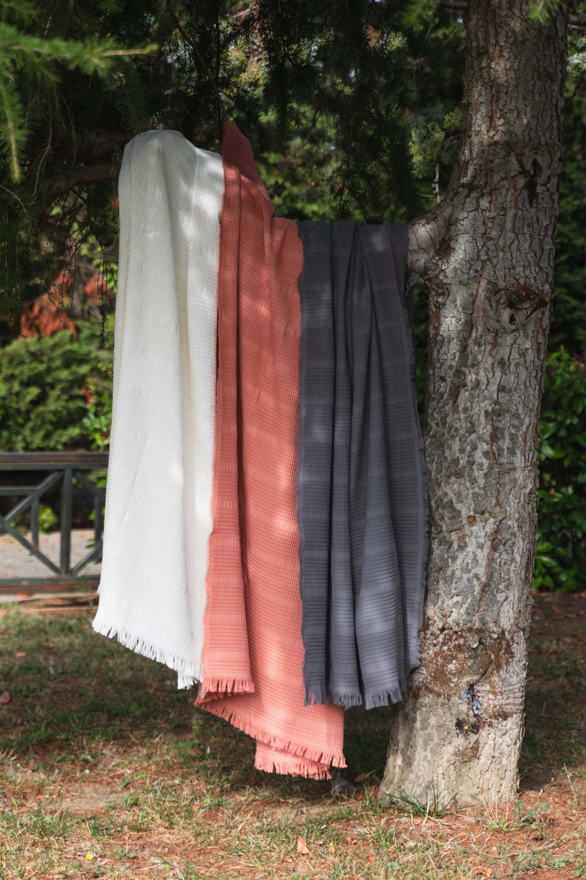 Mira Waffle Koltuk Şalı TV Battaniyesi Püsküllü Jojomia Koltuk Şalı