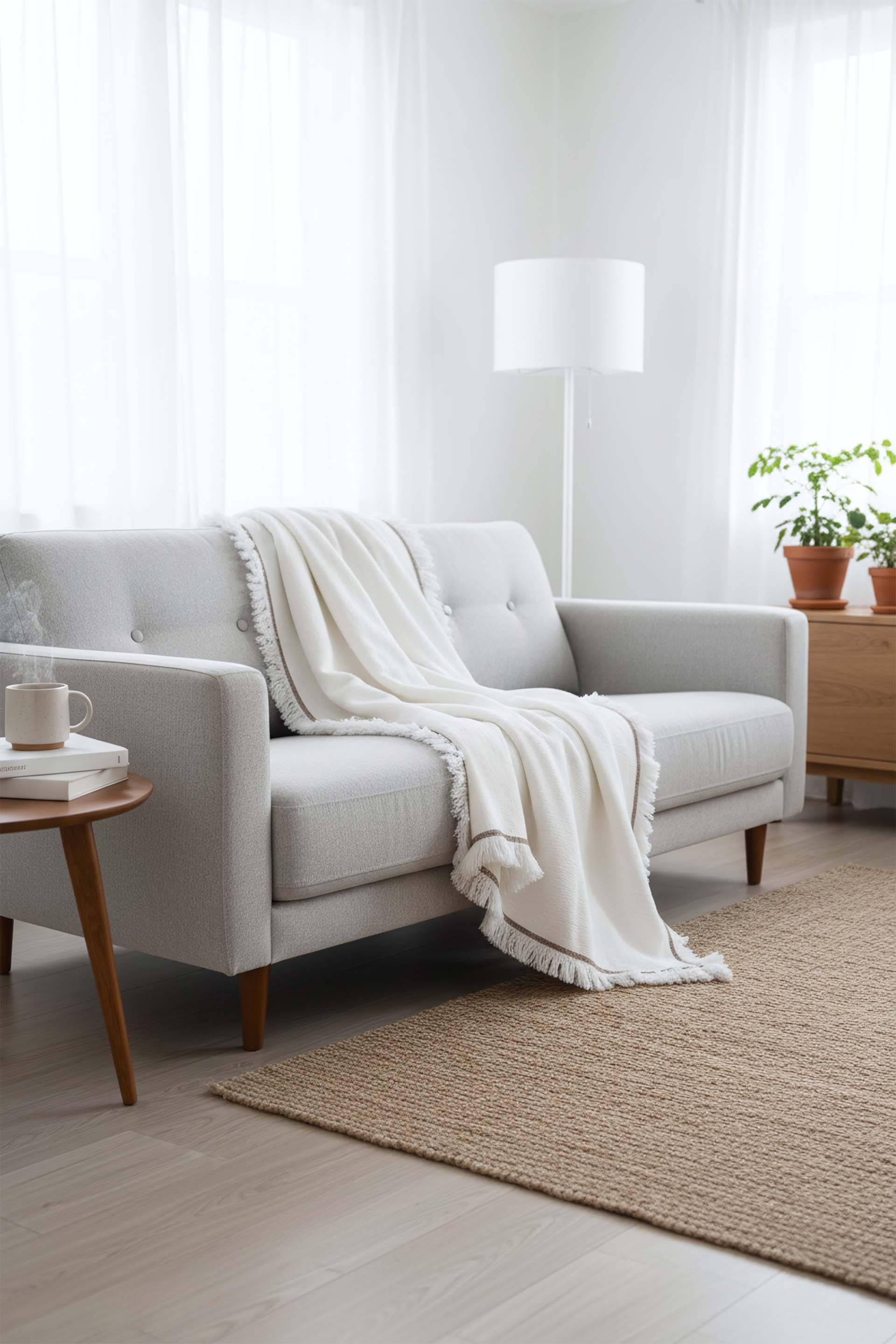 Odin Püsküllü Throw Koltuk Şalı Battaniyesi Jojomia Koltuk Şalı