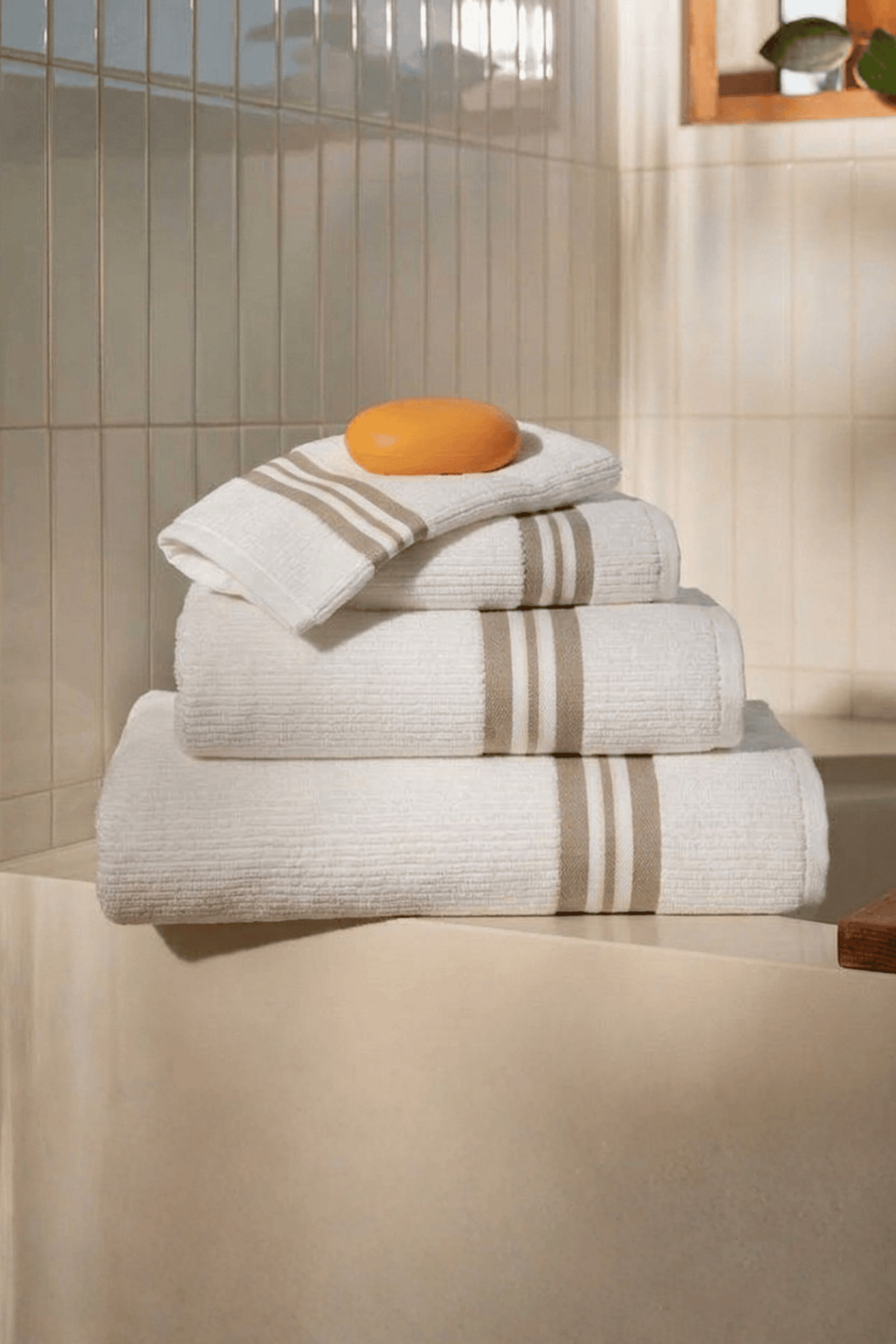 Strada Havlu 3'lü Set | Lyocell & Pamuk | Krem | 30x50 + 50x90 + 80x150 cm Jojomia Havlu Seti