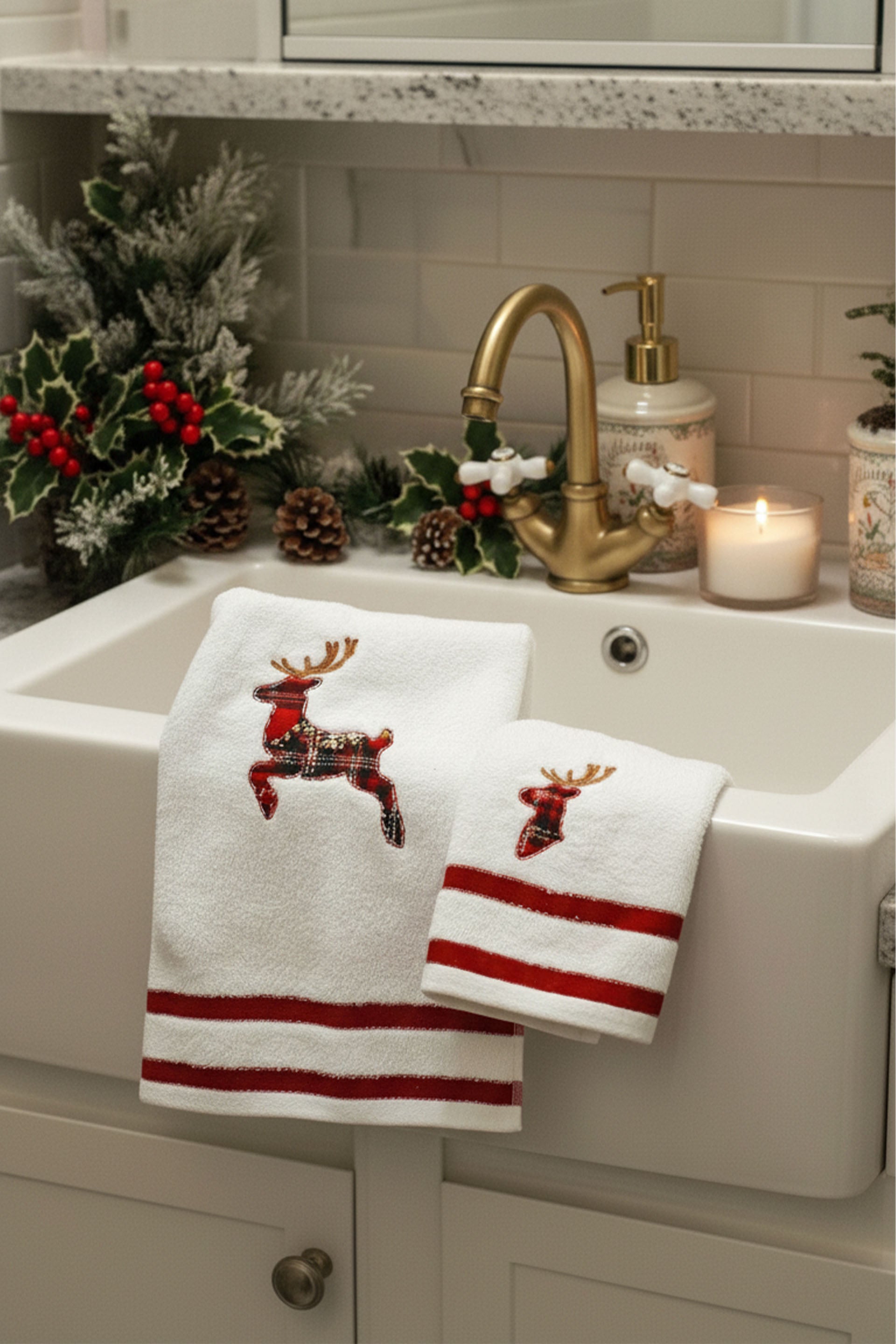 Velora Yüz Havlusu Geyik Nakışlı 50x90 Jojomia Yüz Havlusu