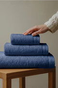 Calida 3'lü Havlu Seti | Denim | Lyocell & Pamuk | 30x50 + 50x90 + 80x150 cm