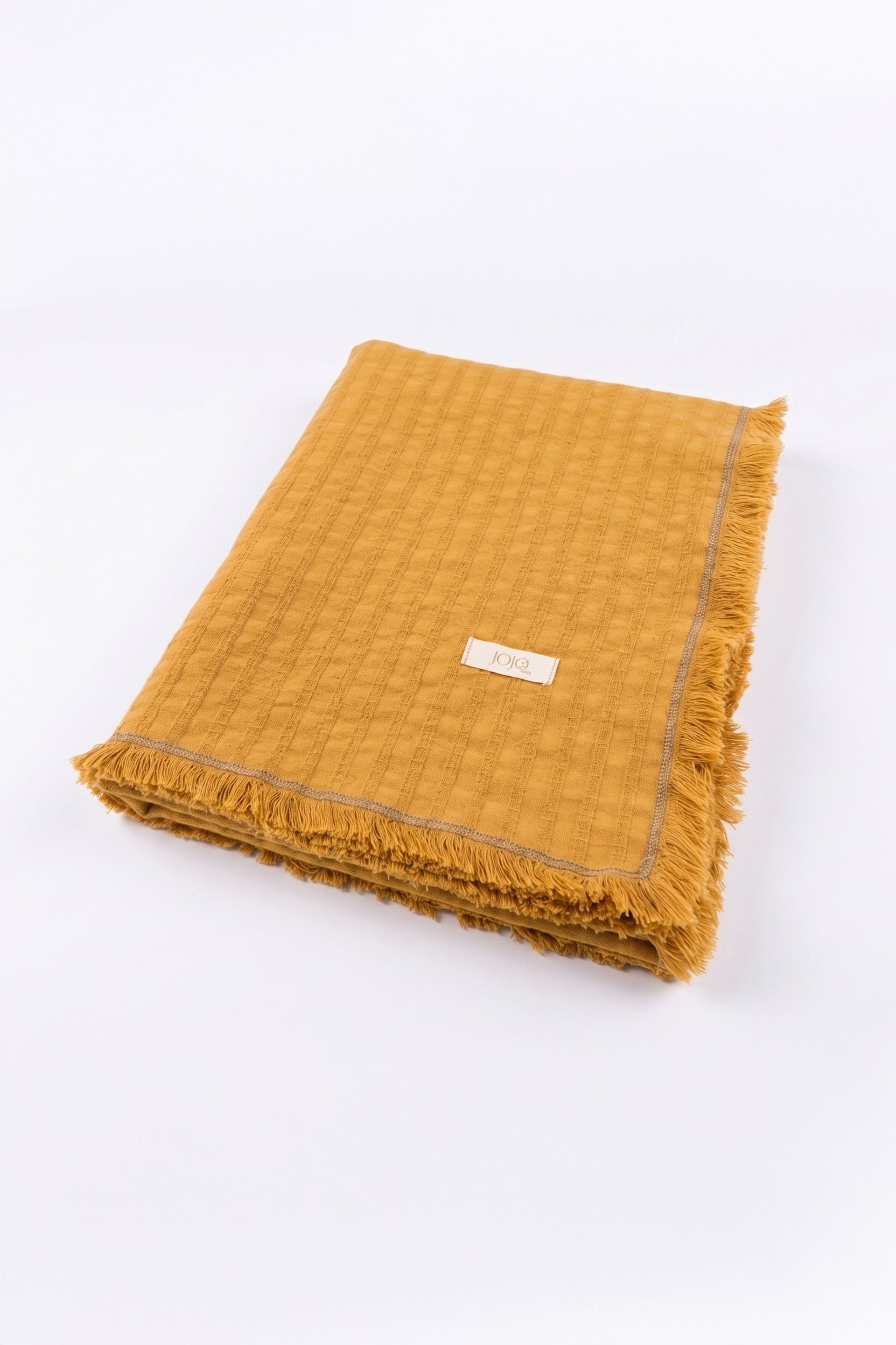 Frig Püsküllü Koltuk Şalı | %100 Pamuk Gofre Dokuma Throw | 130x170 cm Jojomia Koltuk Şalı