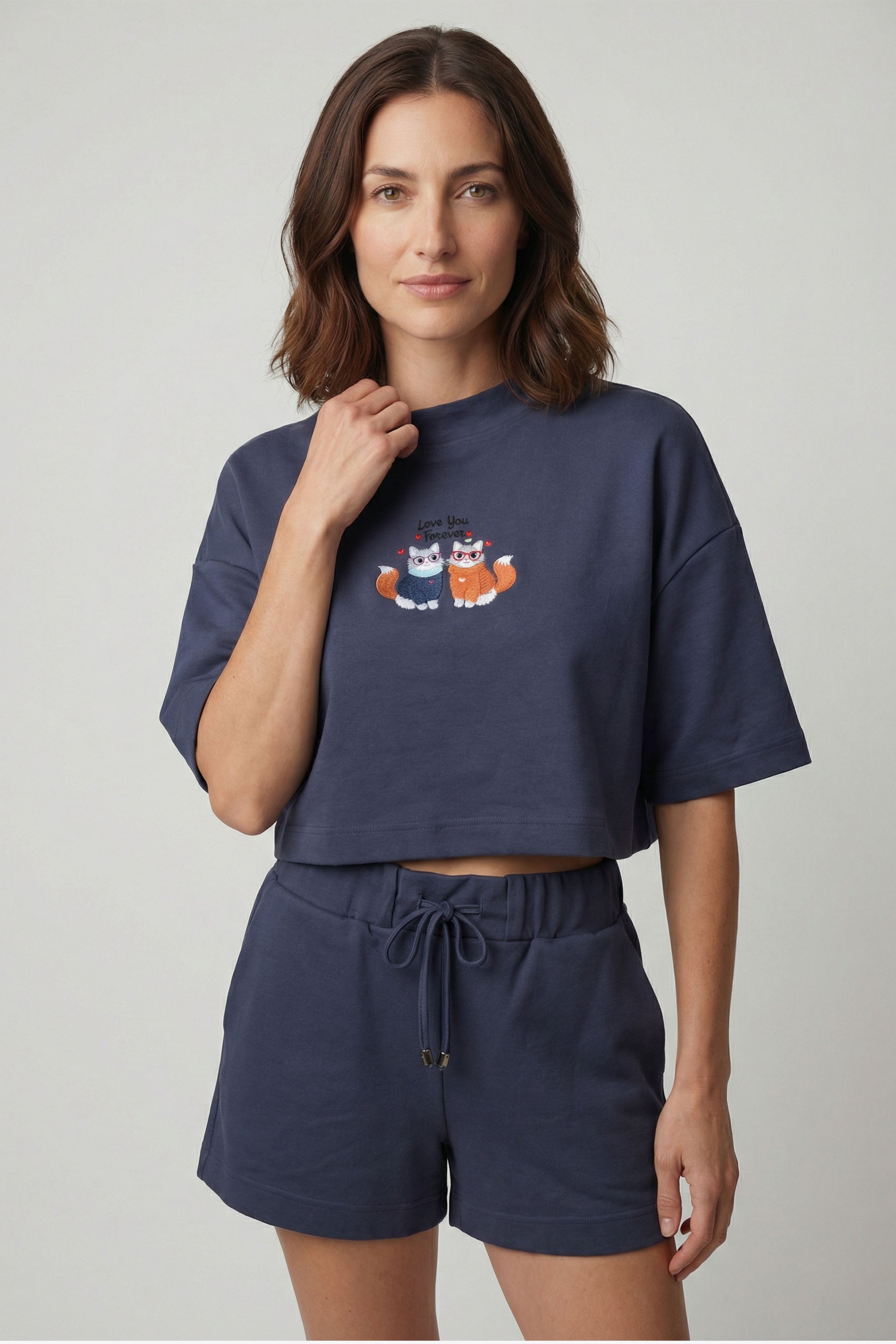 Anesha Kadın Love Nakışlı Pijama Takımı Jojomia