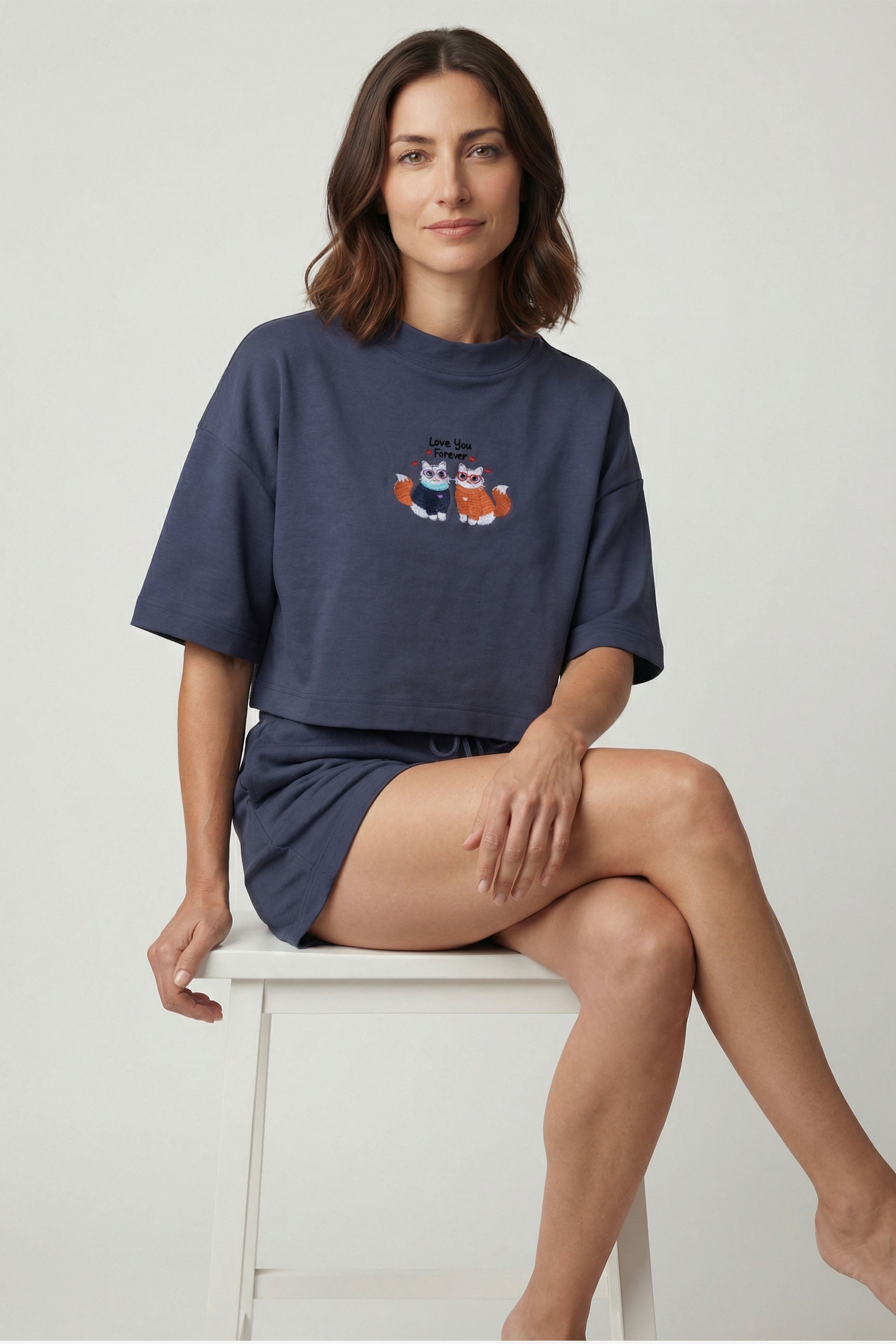 Anesha Kadın Love Nakışlı Pijama Takımı Jojomia