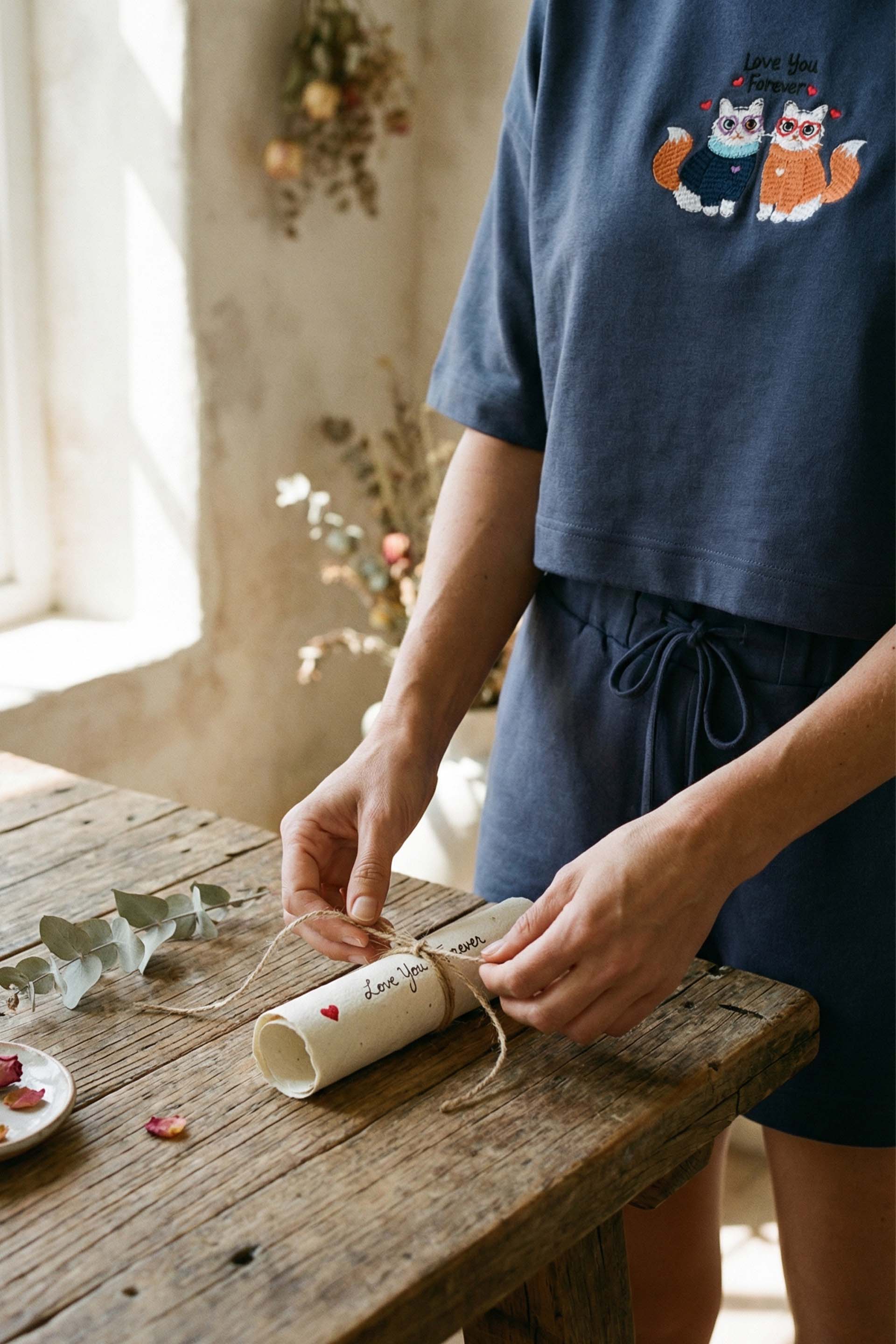 Anesha Kadın Love Nakışlı Pijama Takımı Jojomia