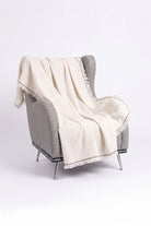 Frig Püsküllü Koltuk Şalı | %100 Pamuk Gofre Dokuma Throw | 130x170 cm Jojomia Koltuk Şalı