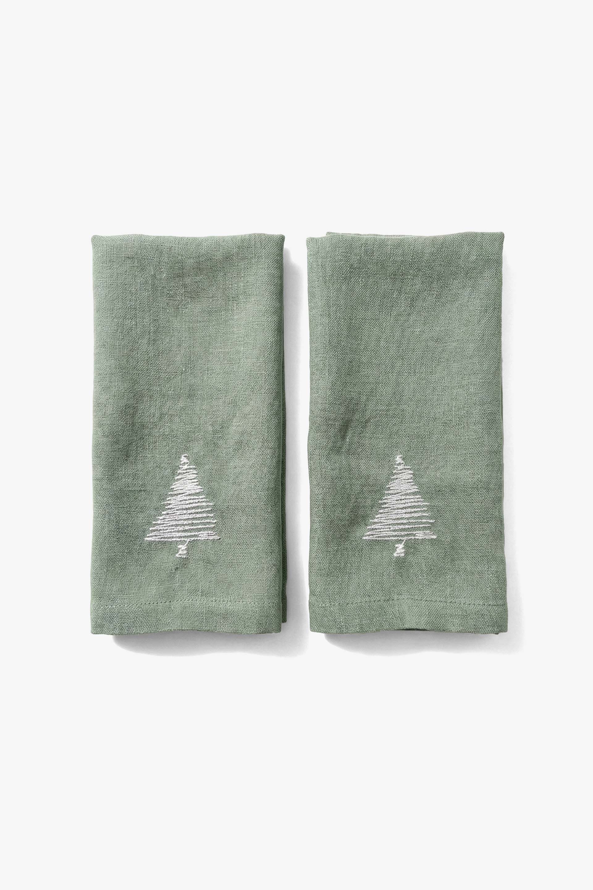 Lona 2'li Keten Peçete Çam Ağacı Nakışlı Jojomia Peçete