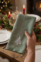 Lona 2'li Keten Peçete Çam Ağacı Nakışlı Jojomia Peçete