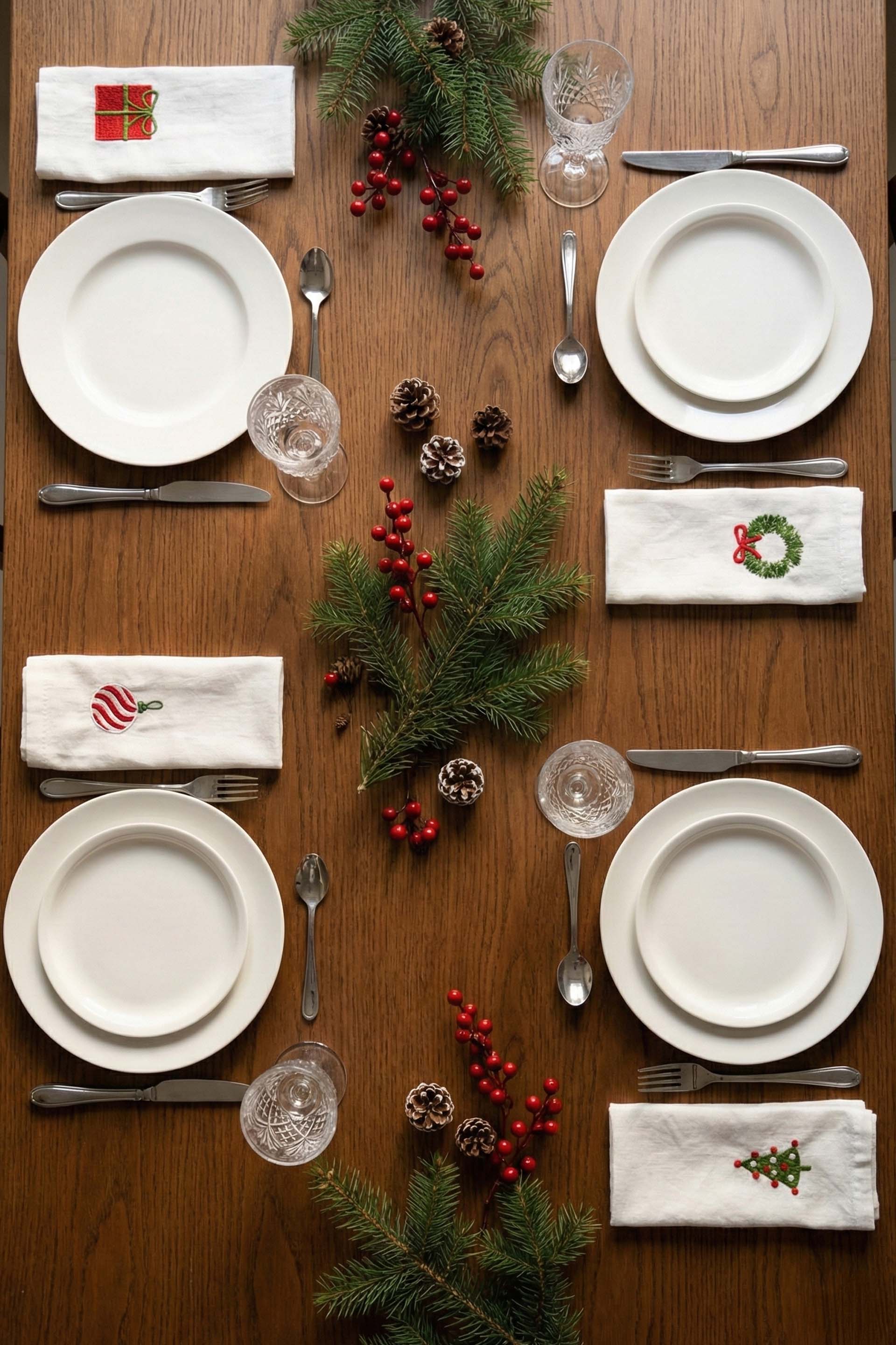 Lona 4'lü Keten Peçete Yılbaşı Jojomia Peçete