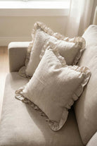 Lona Keten Fırfırlı Kırlent Kılıfı 2'li 40x40 Jojomia Kırlent Kılıfı