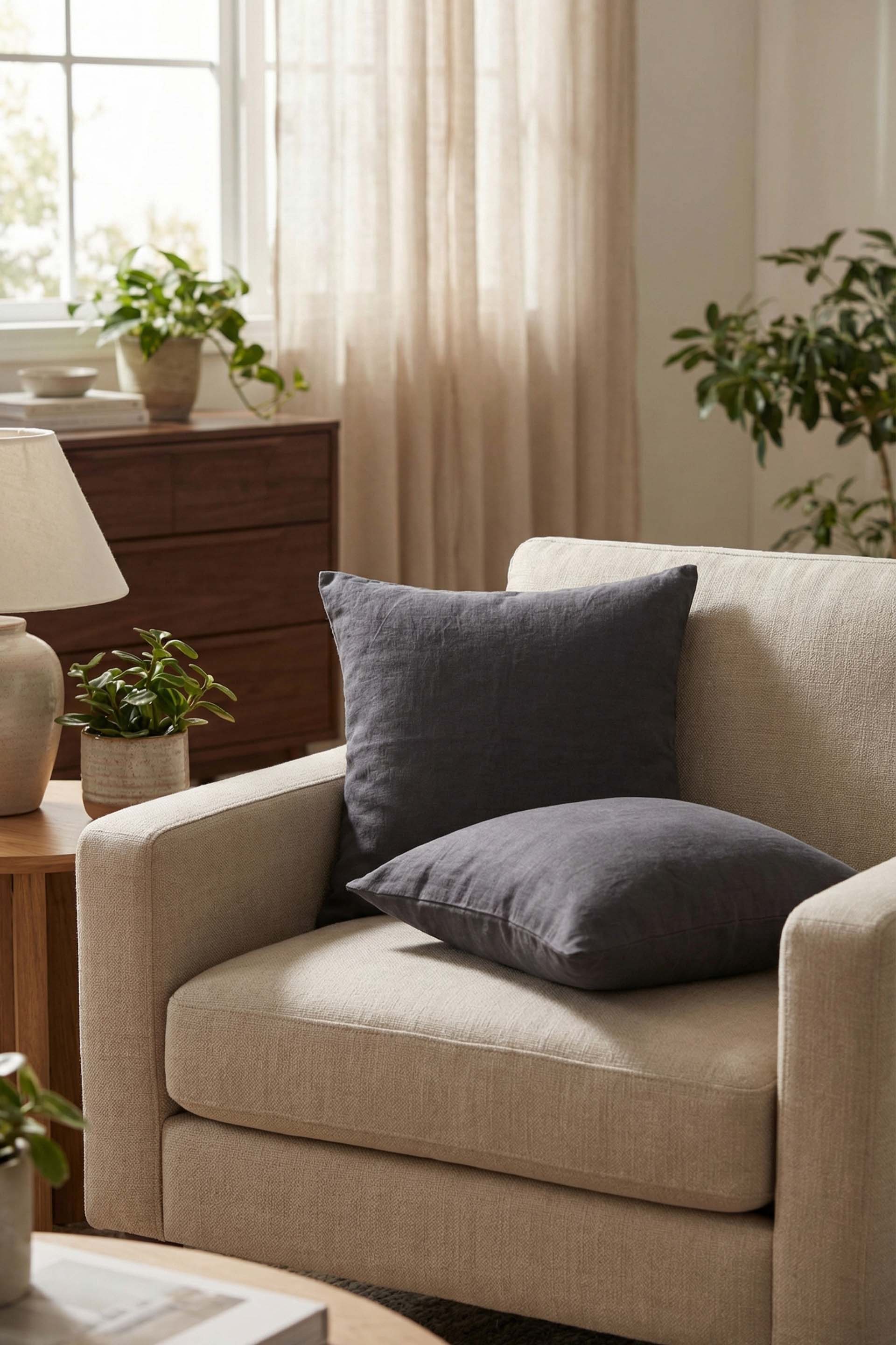 Lona Keten Düğmeli Kırlent Kılıfı 2'li 40x40 Jojomia Kırlent Kılıfı