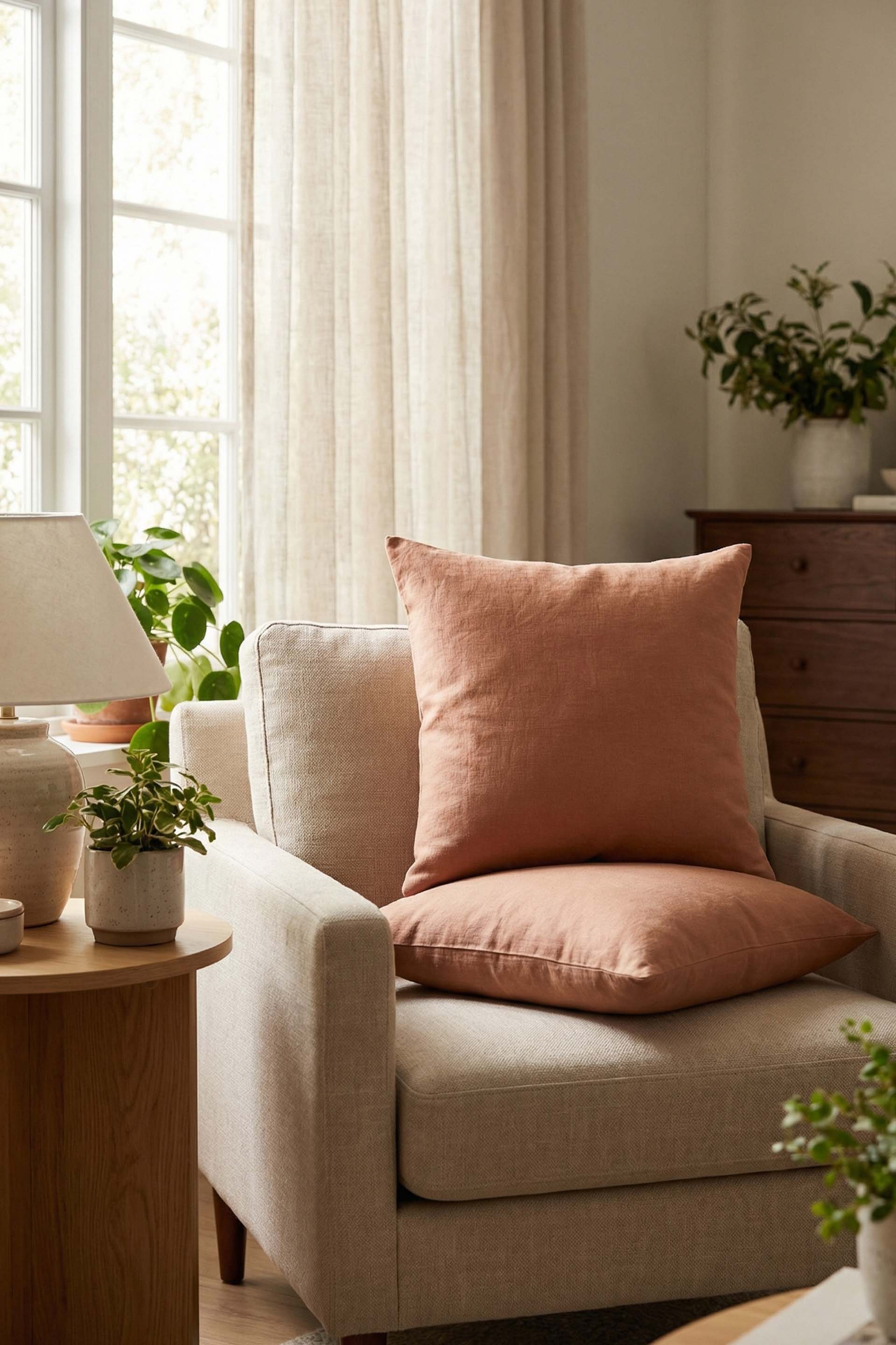 Lona Keten Düğmeli Kırlent Kılıfı 2'li 40x40 Jojomia Kırlent Kılıfı