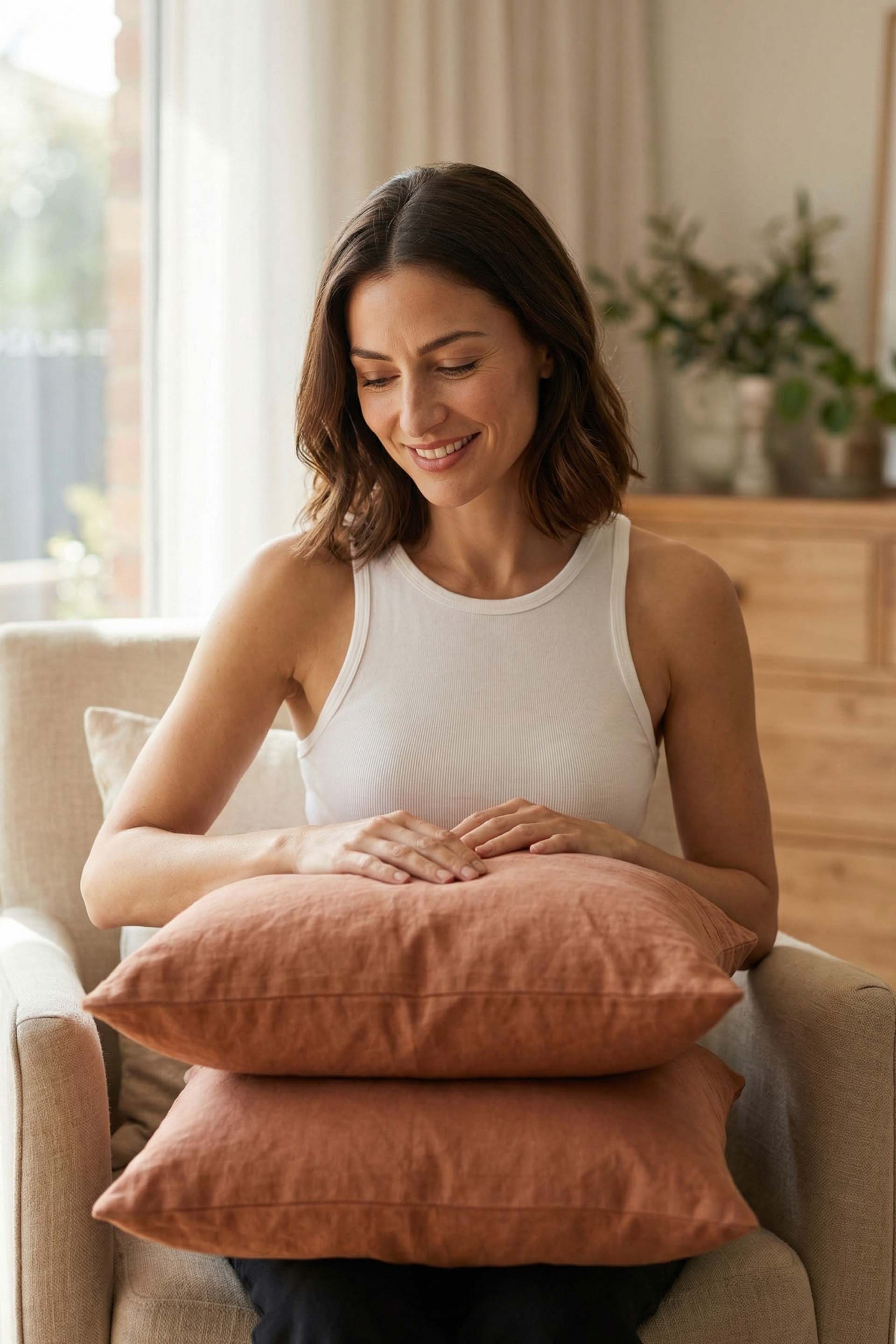 Lona Keten Düğmeli Kırlent Kılıfı 2'li 40x40 Jojomia Kırlent Kılıfı