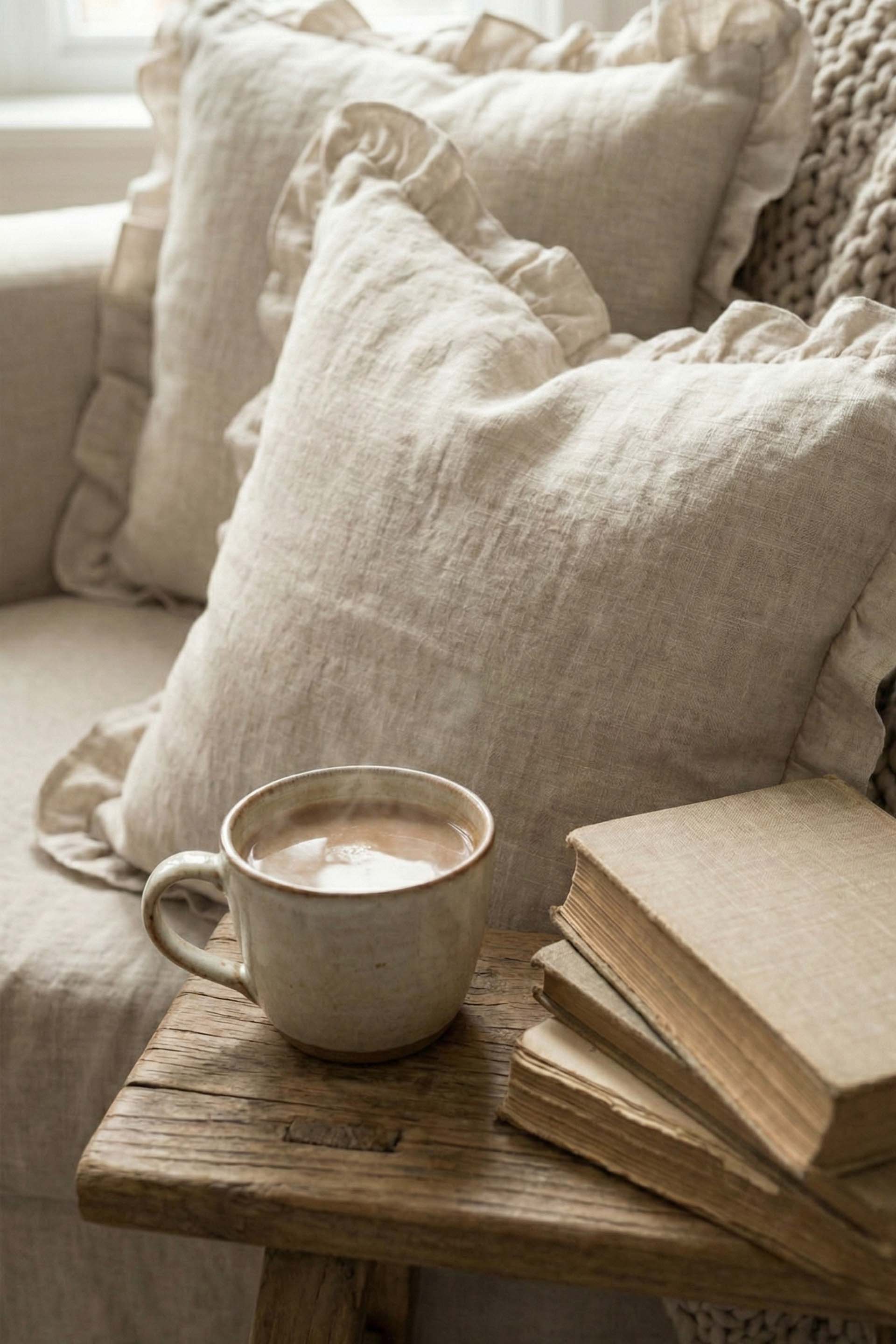 Lona Keten Fırfırlı Kırlent Kılıfı 2'li 40x40 Jojomia Kırlent Kılıfı