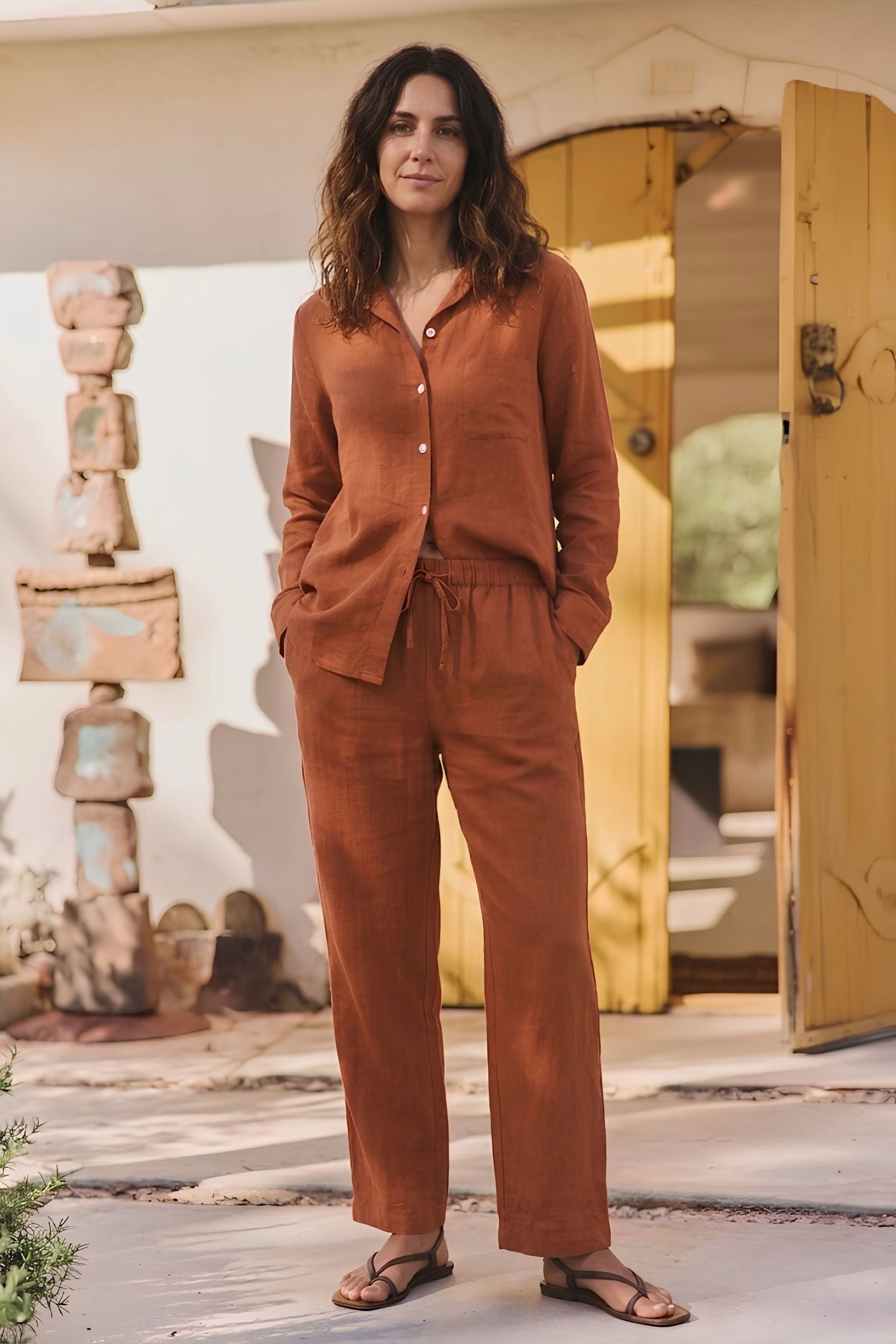 Lona Kadın Keten Pijama Takımı Jojomia