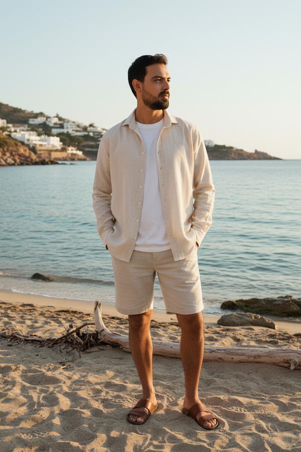 Floma Erkek Keten Gömlek – Lonse Linen stil görseli